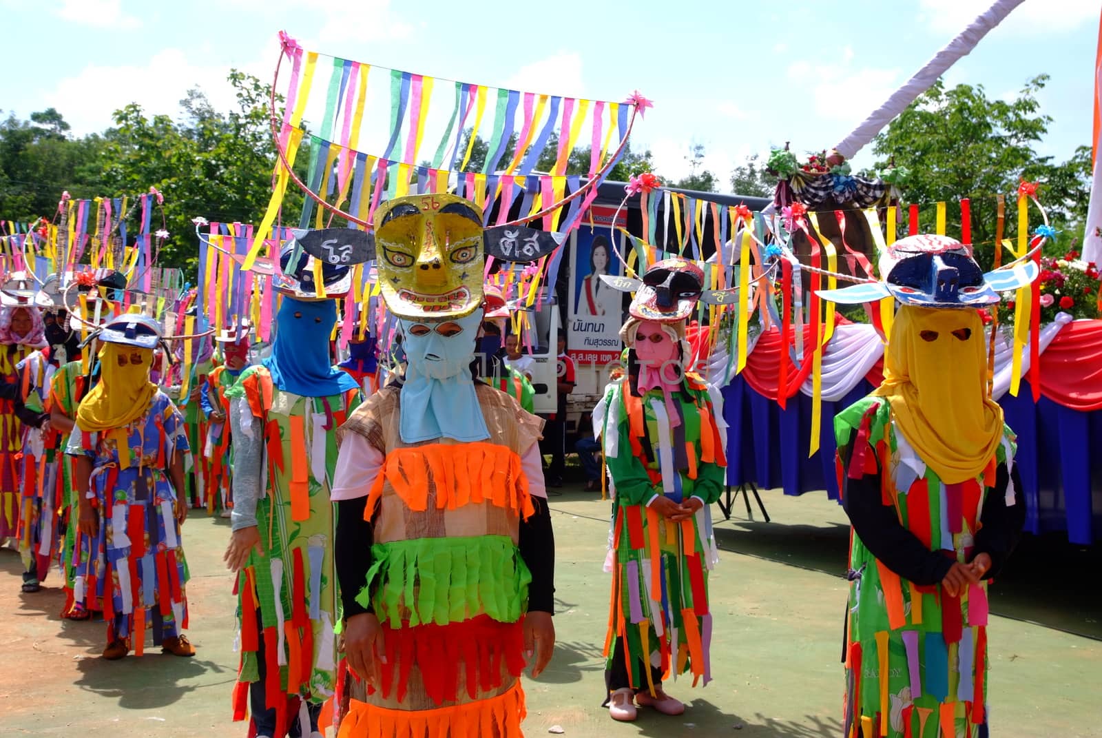 LOEI, THAILAND - MAY 12, 2017 : Phi Kon Nam Cultural in Chiang Khan, The little-known Phi Kon Nam festival in Ban Na Sao is part of the village's rain-inducing Bun Bang Fai (Rocket Festival)