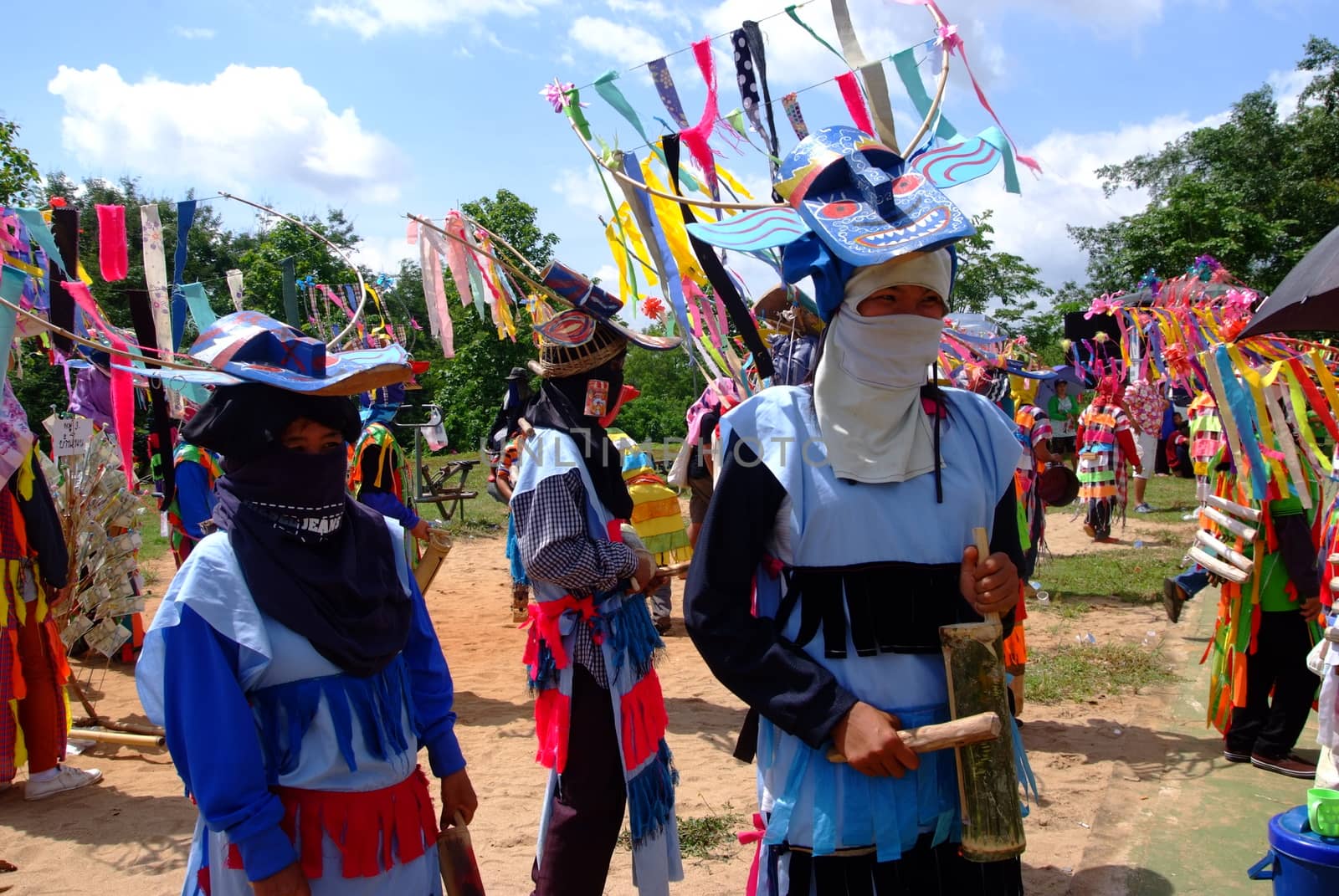 LOEI, THAILAND - MAY 12, 2017 : Phi Kon Nam Cultural in Chiang Khan, The little-known Phi Kon Nam festival in Ban Na Sao is part of the village's rain-inducing Bun Bang Fai (Rocket Festival)