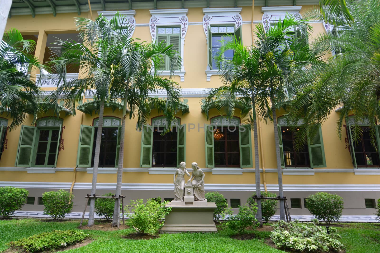 BANGKOK, THAILAND - OCTOBER 13, 2018 : Parusakawan Palace  is a historic site in Bangkok, Chitralada Villa  where Crown Prince Maha Vajiravudh stayed before his ascension to the throne as King Rama V