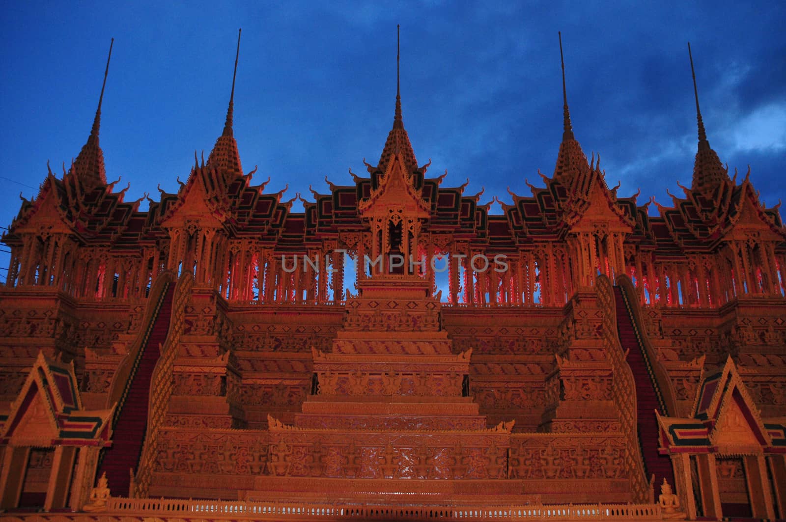 Sakon nakhon ,Thailand – October 23,2018 : Wax Castle Festival is held annually at the end of the Buddhist Lent. The event are objective to pay homage to Phra That Choeng Chum
