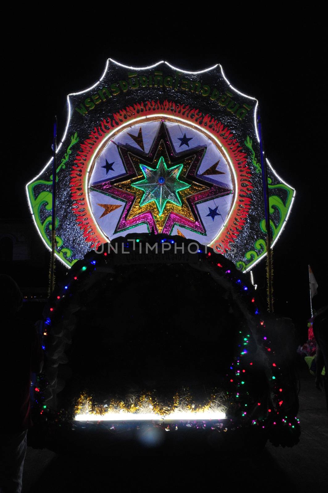 SAKON NAKHON, THAILAND - DEC 23, 2018 :The celebrating Christmas with the dazzling star parade  in Parade of Christmas Star Festival  at Ban Ta Rae

