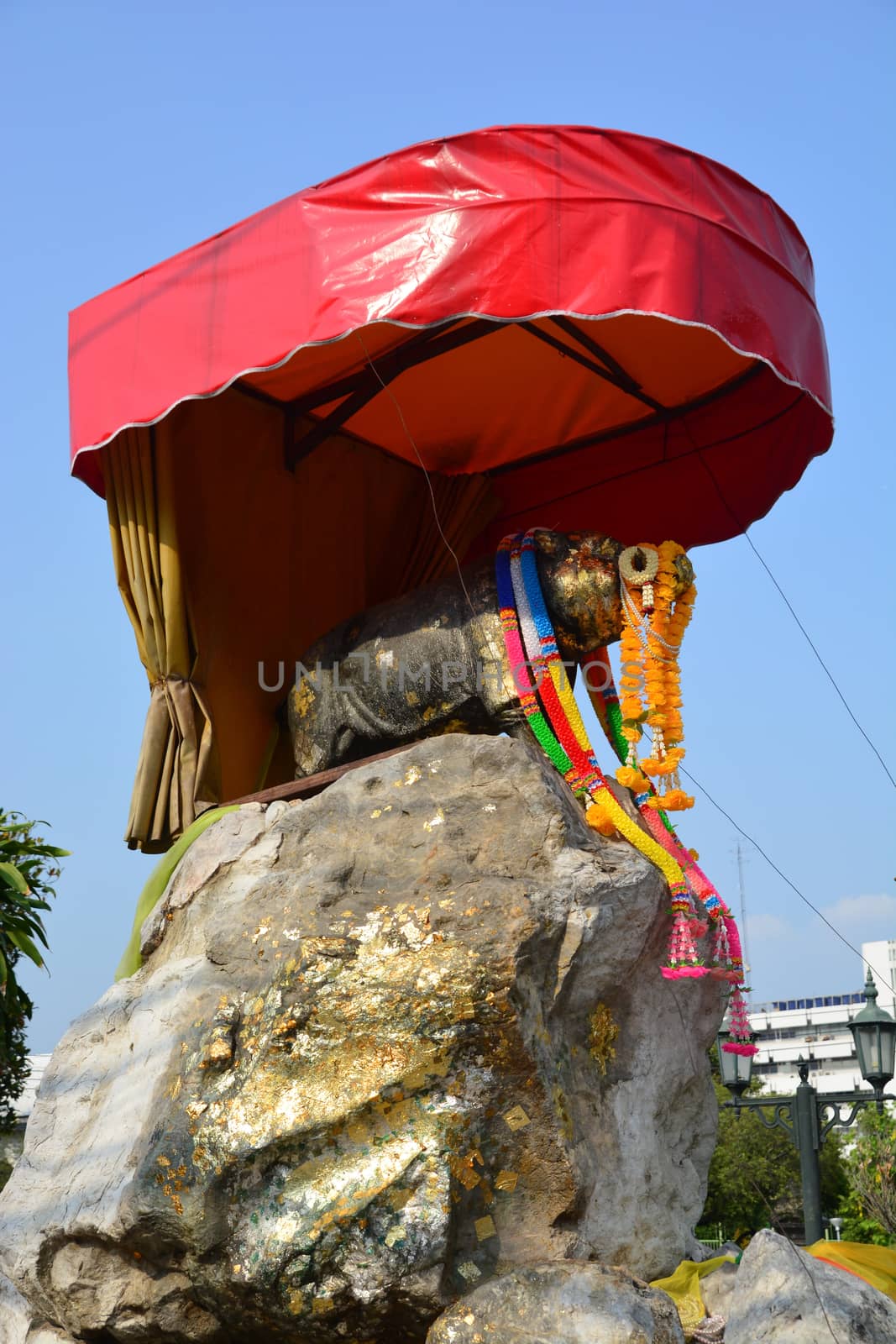 BANGKOK – FEBRUARY 14, 2019 : (Pig Memorial) The Sahachat Memorial was built in 1913 by three members of the Siamese royal family to honour Queen Sri Phatcharinthra’s 50th birthday.