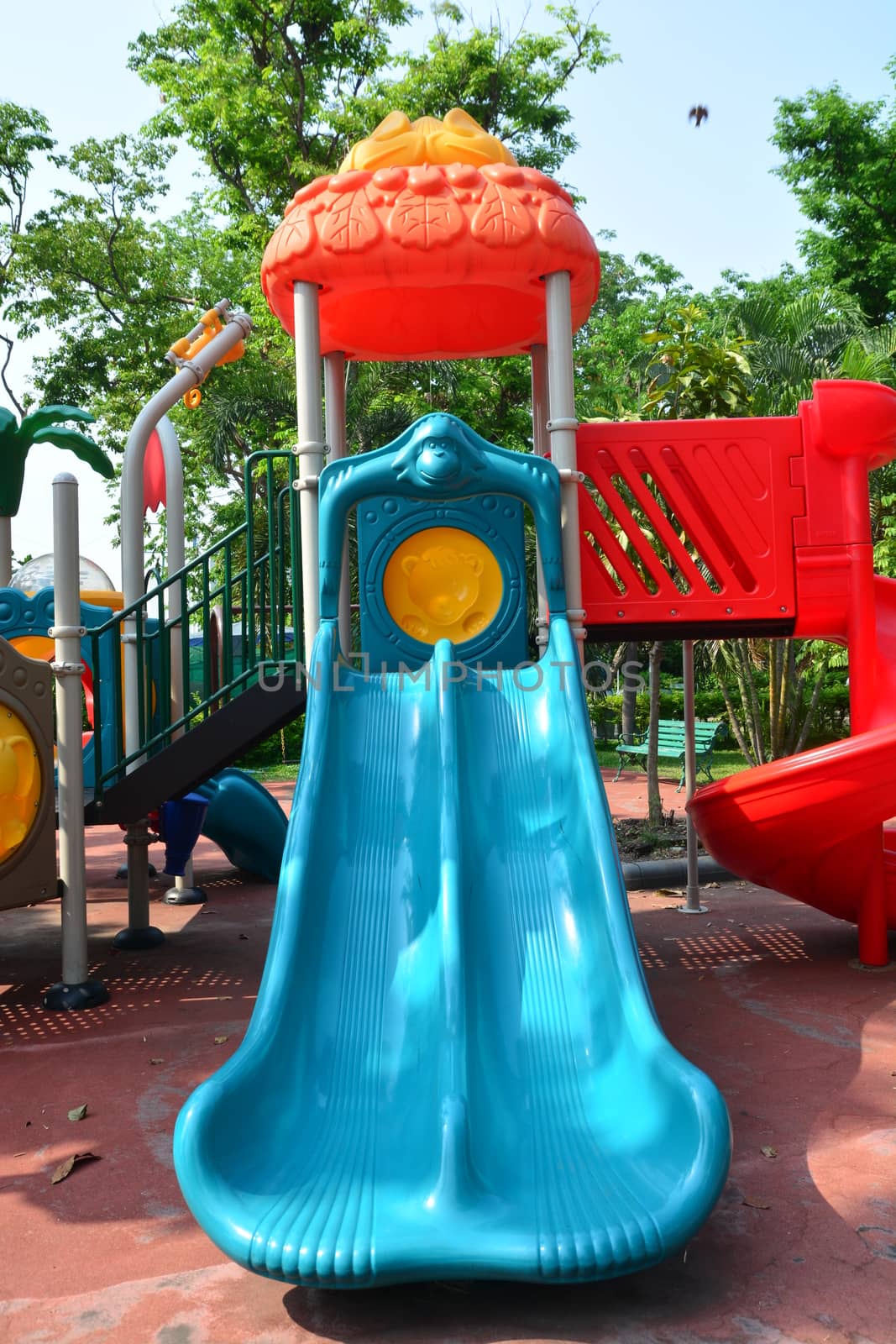 Children's playground in a city park, Playground for children.