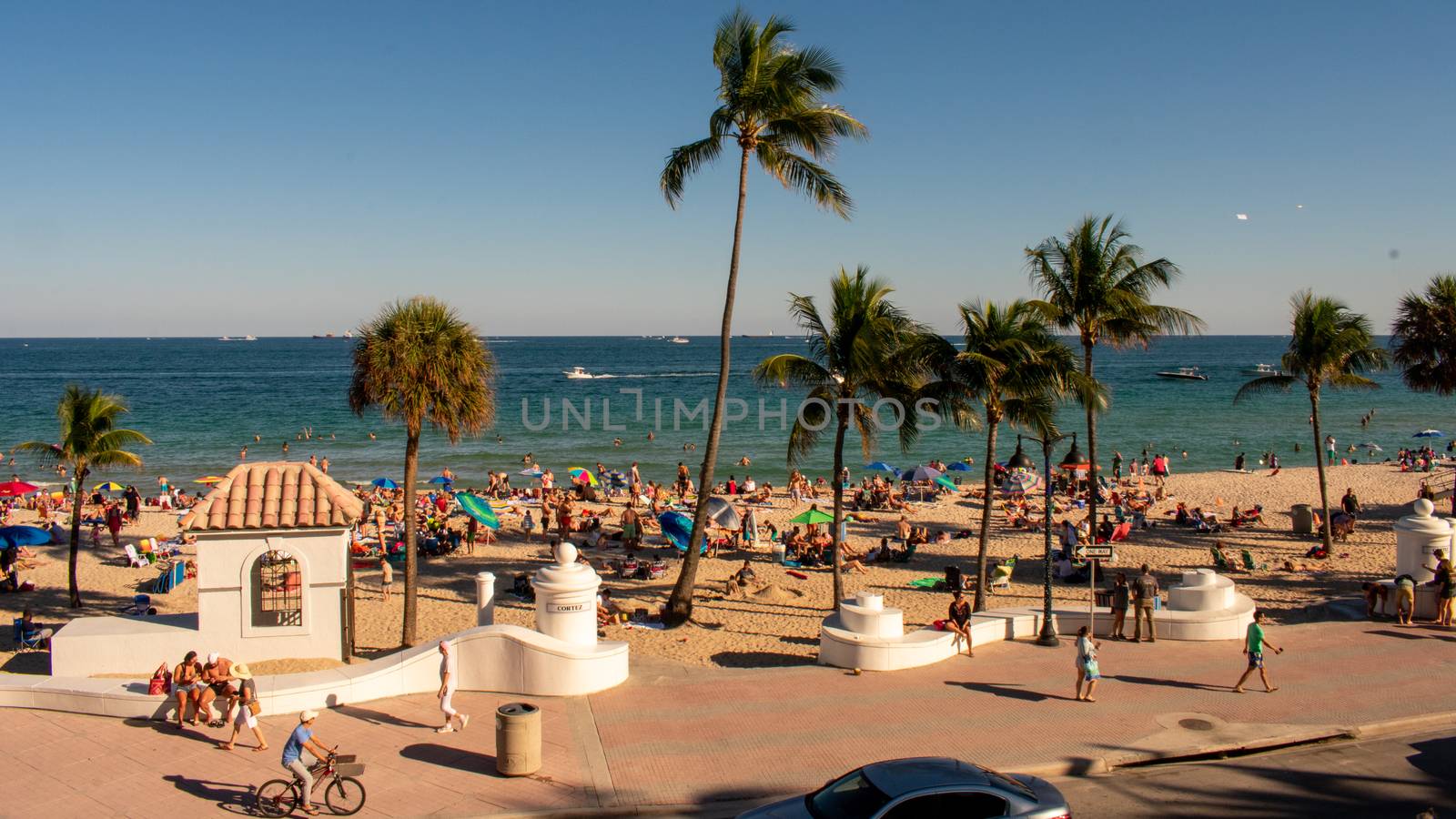 An Overhead View of a Busy Tropical Beach Scene by bju12290