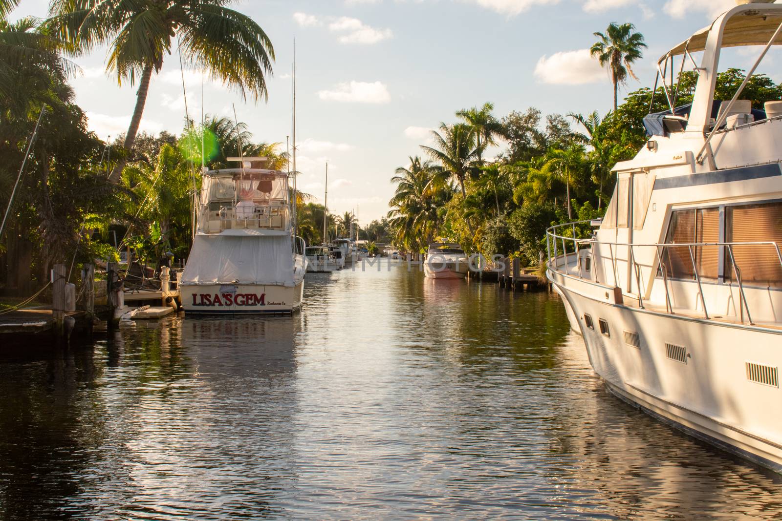 Looking Off a Boat at a Canal View in Florida