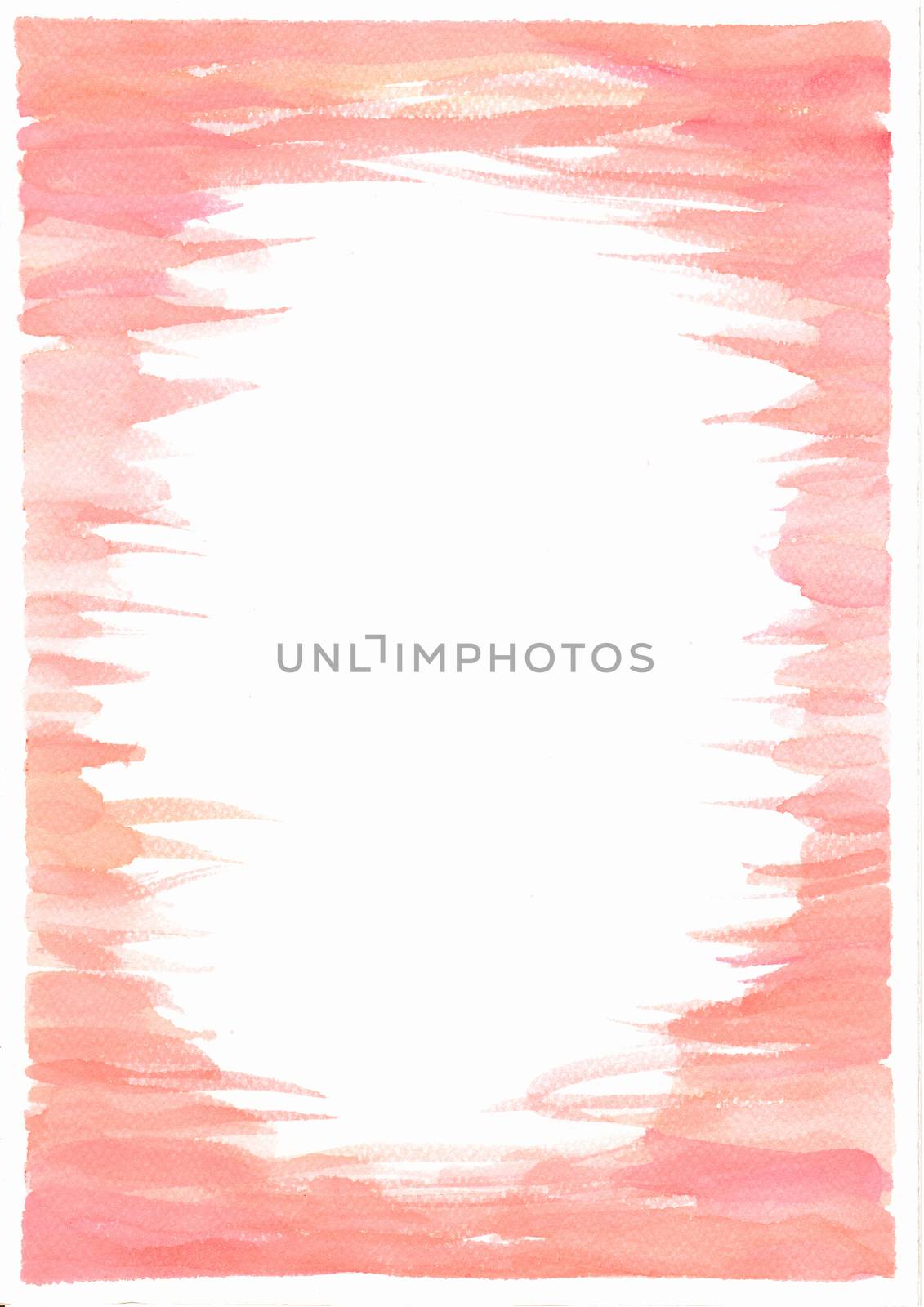 hand paint watercolor frame in pink living coral tone, abstrack background, space for text, brush stroke texture. color of the year 2019.