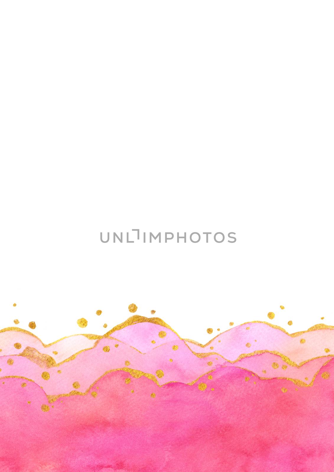 Abstract watercolor hand painting illustration. Bright pink wavy background. High resolution. Design for card, cover, print,web, wedding, valentine.