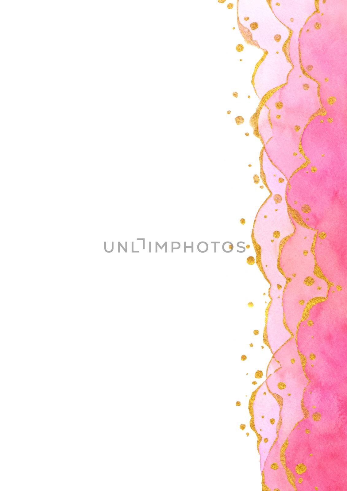 Abstract watercolor hand painting illustration. Bright pink wavy background. High resolution. Design for card, cover, print,web, wedding, valentine. by Ungamrung