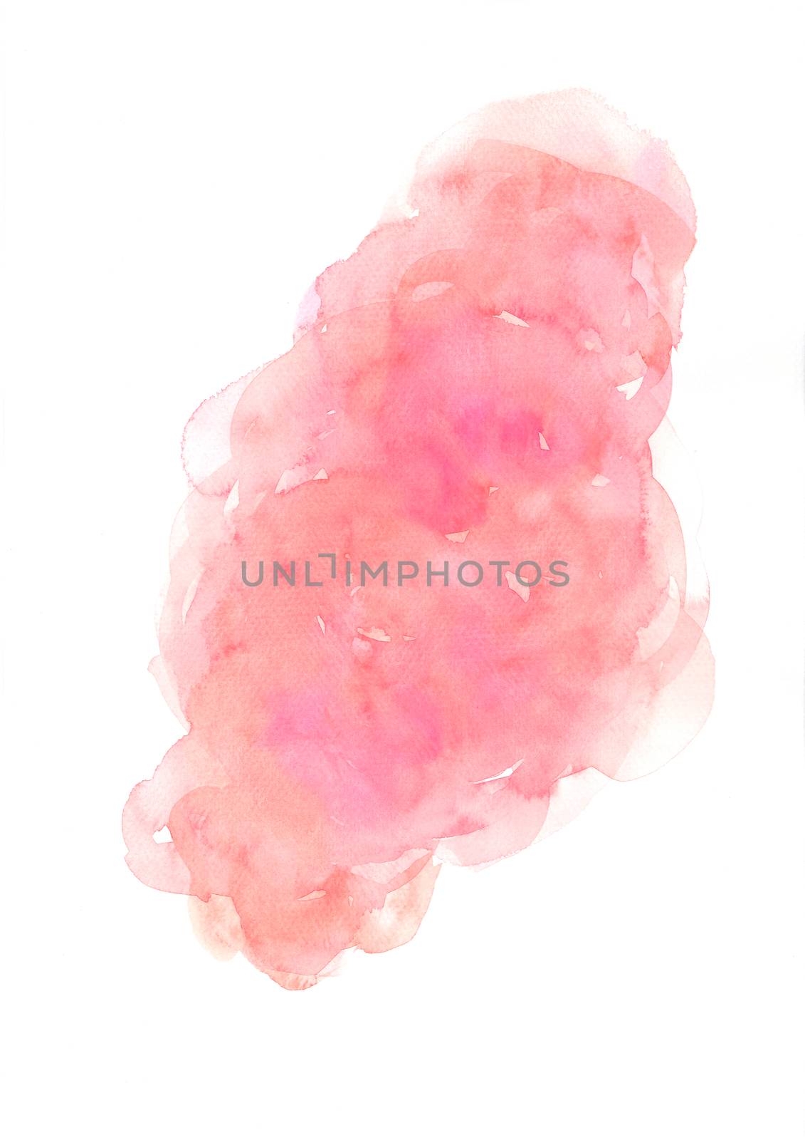 Hand painted abstract orange and pink watercolor on white backgr by Ungamrung