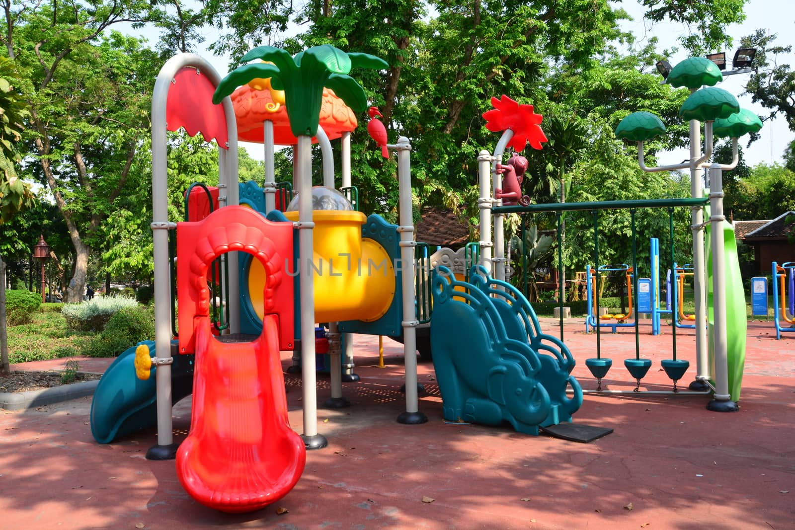 Children's playground in a city park, Playground for children.