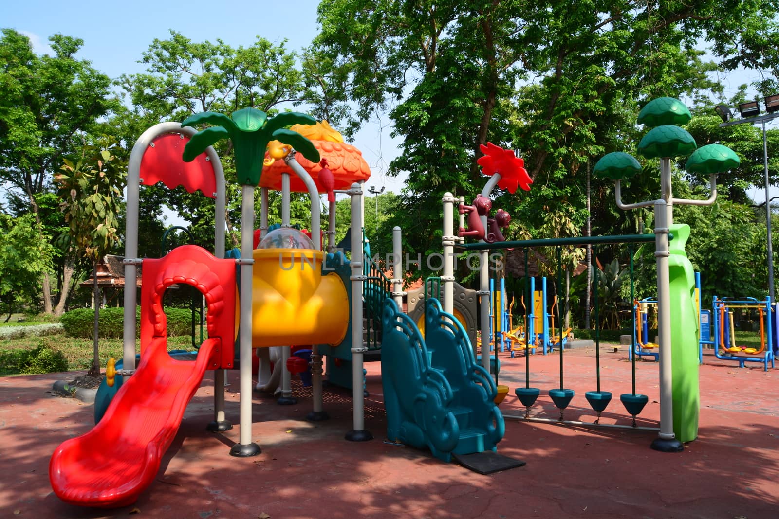 Children's playground in a city park, Playground for children. by ideation90