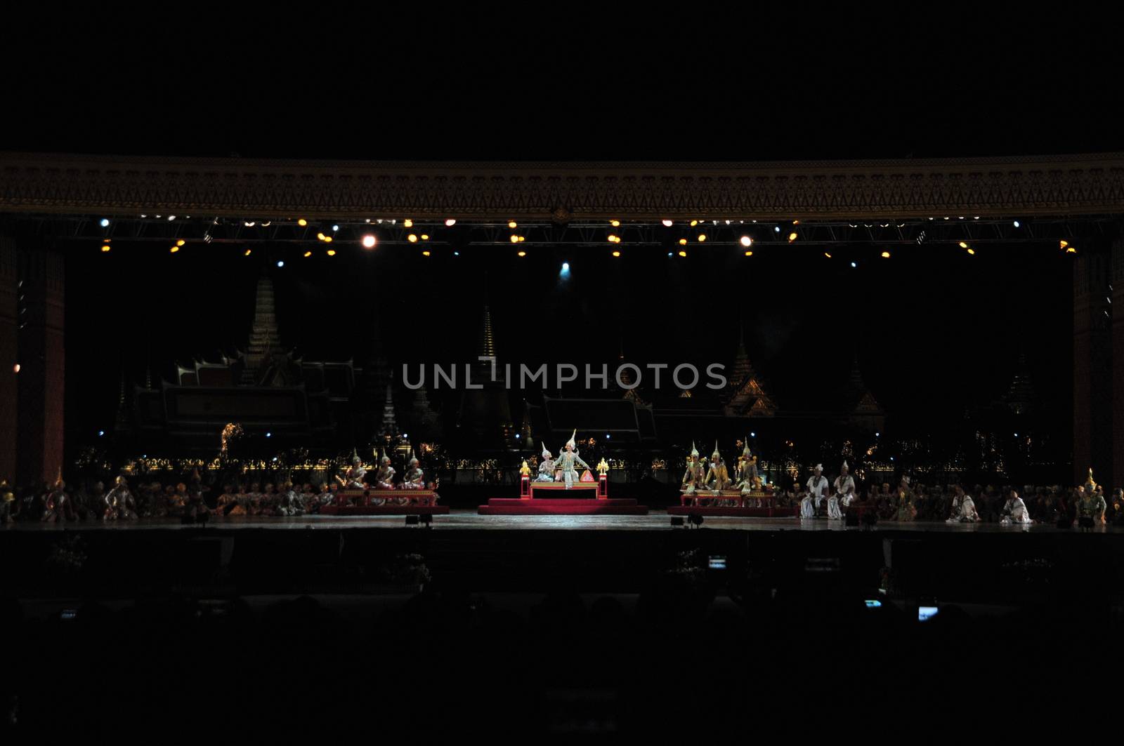 BANGKOK, THAILAND – 22 MAY 2019 : Thai Pantomime (Khon) Performance for the king's coronation ceremony at Sanam Laung,the royal multi purpose land in front of the Grand Palace