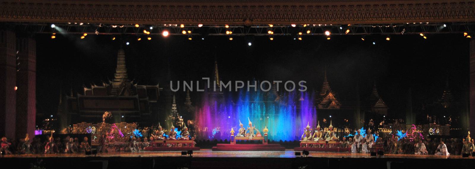 BANGKOK, THAILAND – 22 MAY 2019 : Thai Pantomime (Khon) Performance for the king's coronation ceremony at Sanam Laung,the royal multi purpose land in front of the Grand Palace