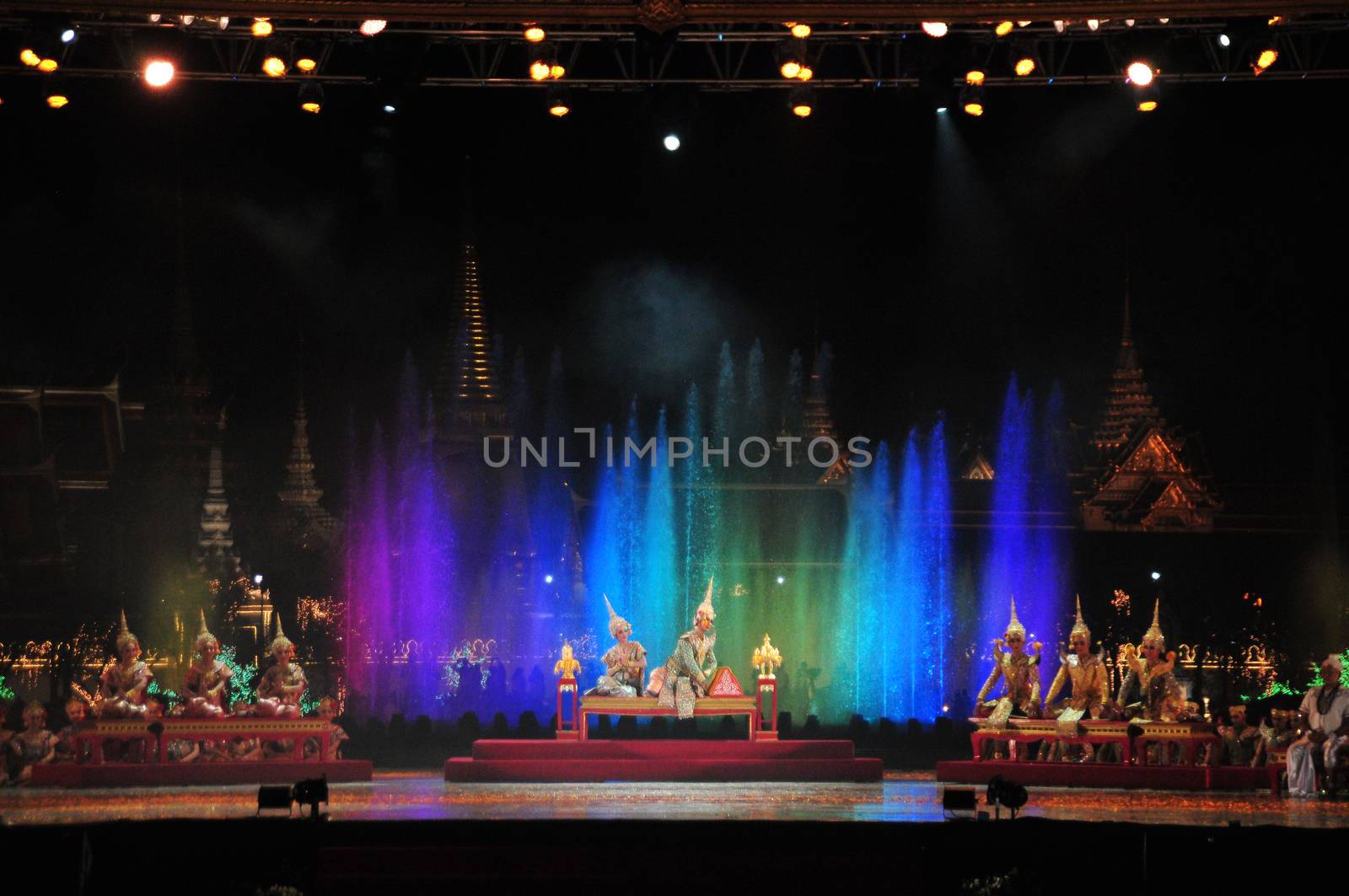 BANGKOK, THAILAND – 22 MAY 2019 : Thai Pantomime (Khon) Performance for the king's coronation ceremony at Sanam Laung,the royal multi purpose land in front of the Grand Palace