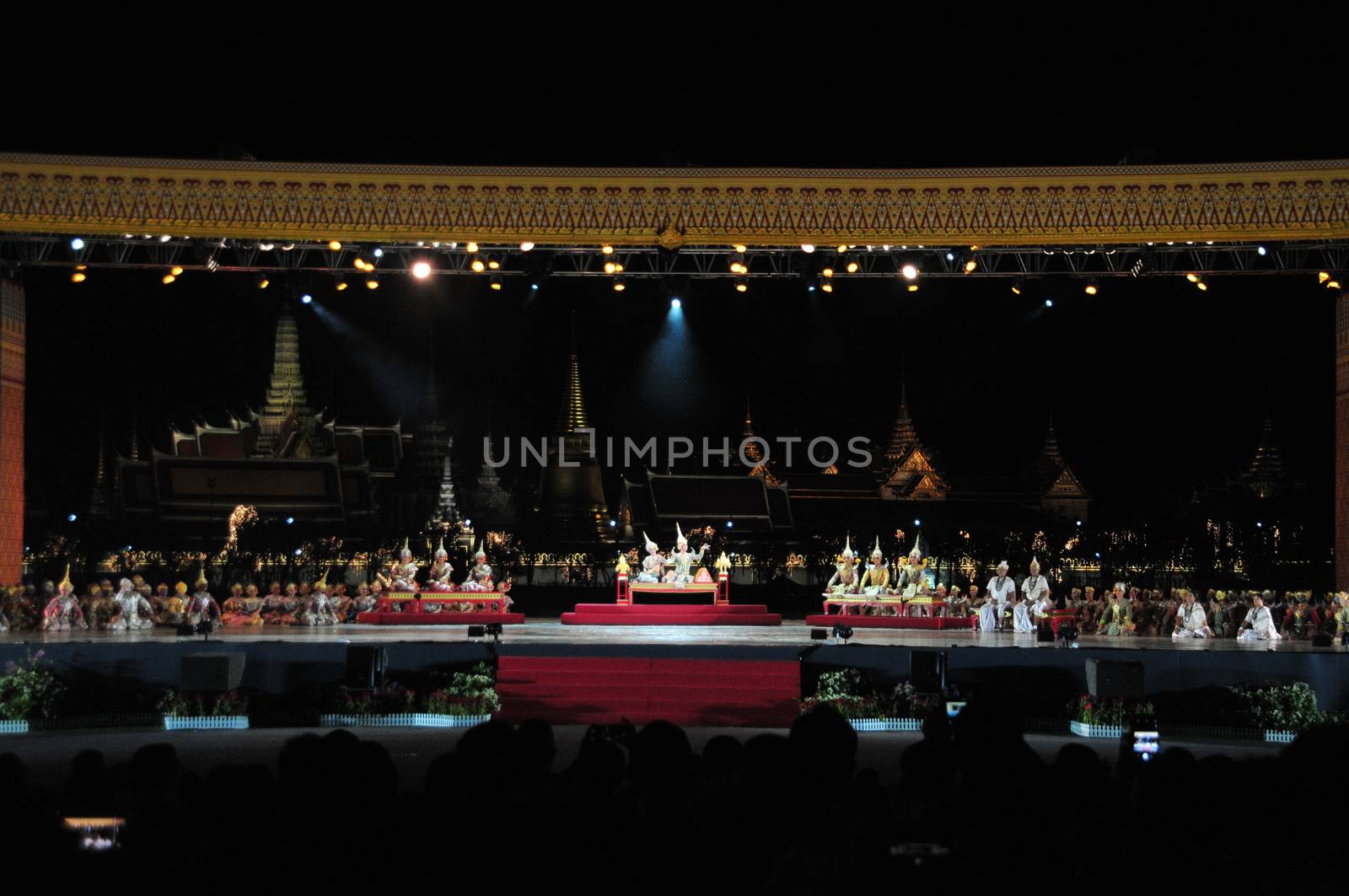 BANGKOK, THAILAND – 22 MAY 2019 : Thai Pantomime (Khon) Performance for the king's coronation ceremony at Sanam Laung,the royal multi purpose land in front of the Grand Palace