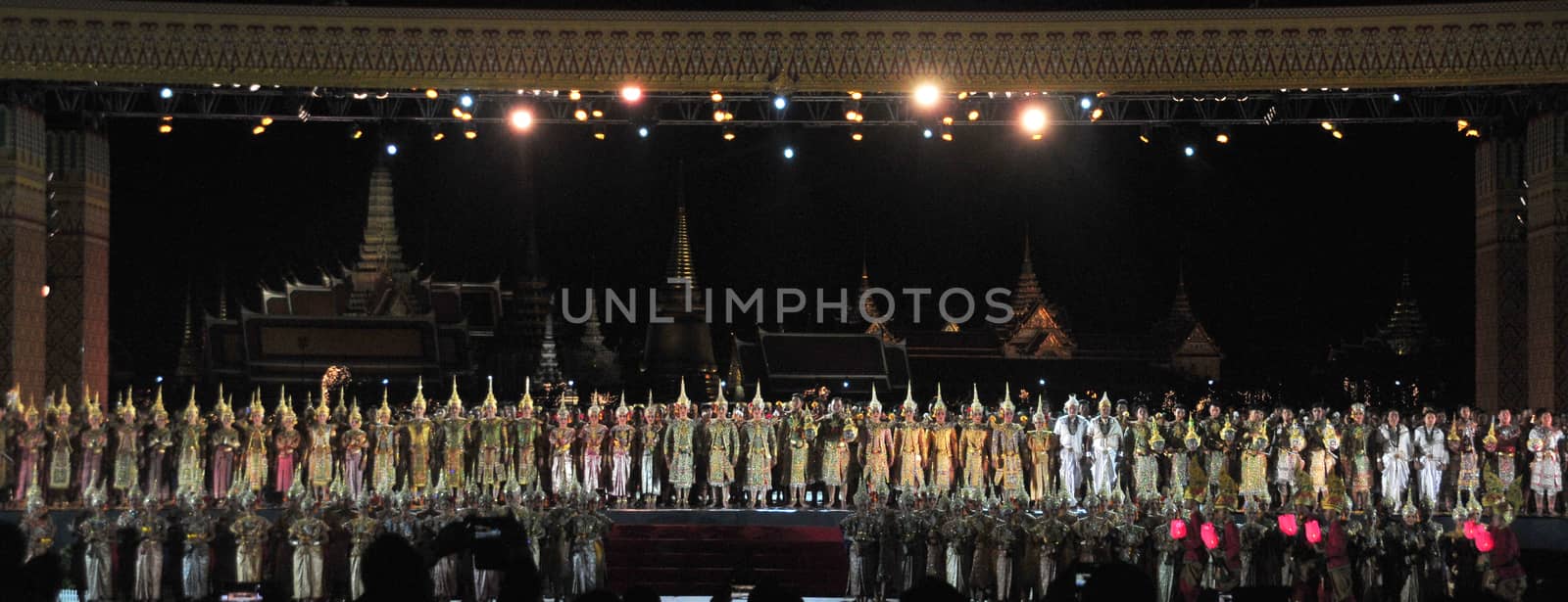 BANGKOK, THAILAND – 22 MAY 2019 : Thai Pantomime (Khon) Performance for the king's coronation ceremony at Sanam Laung,the royal multi purpose land in front of the Grand Palace