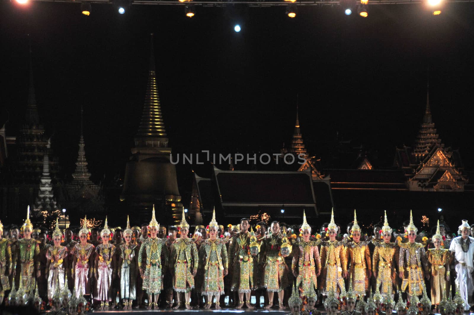 BANGKOK, THAILAND – 22 MAY 2019 : Thai Pantomime (Khon) Performance for the king's coronation ceremony at Sanam Laung,the royal multi purpose land in front of the Grand Palace