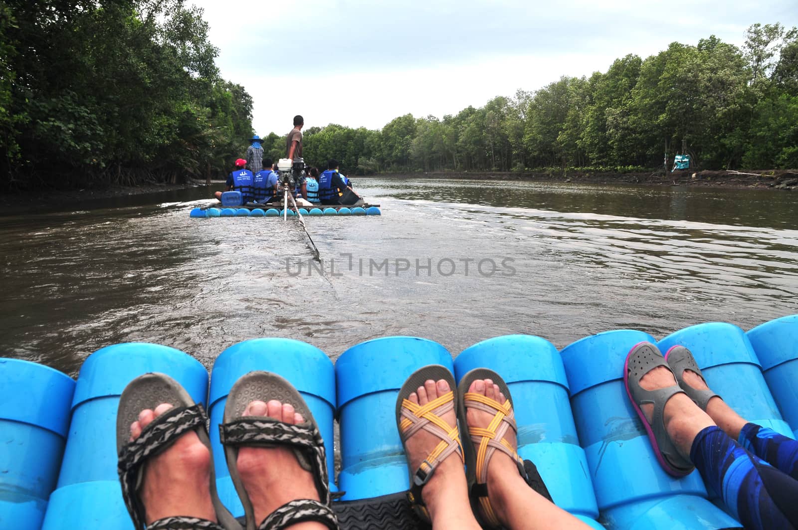Bamboo (Substitute materials with tube PVC)  raft Rafting boat Flowing water by ideation90