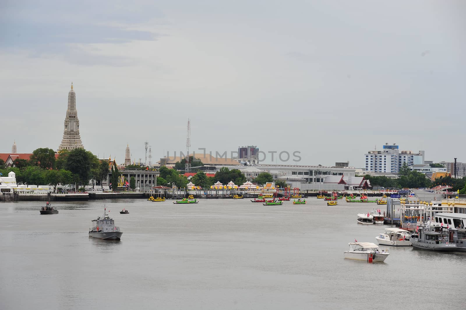 BANGKOK, THAILAND – 10  SEPTEMBER 2019 : The training of the Royal Barges Procession, the last royal ceremony of the Royal Coronation Ceremony Of King Rama X.