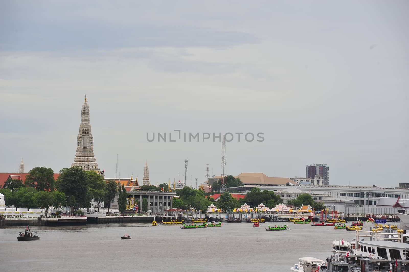 BANGKOK, THAILAND – 10  SEPTEMBER 2019 : The training of the Royal Barges Procession, the last royal ceremony of the Royal Coronation Ceremony Of King Rama X.