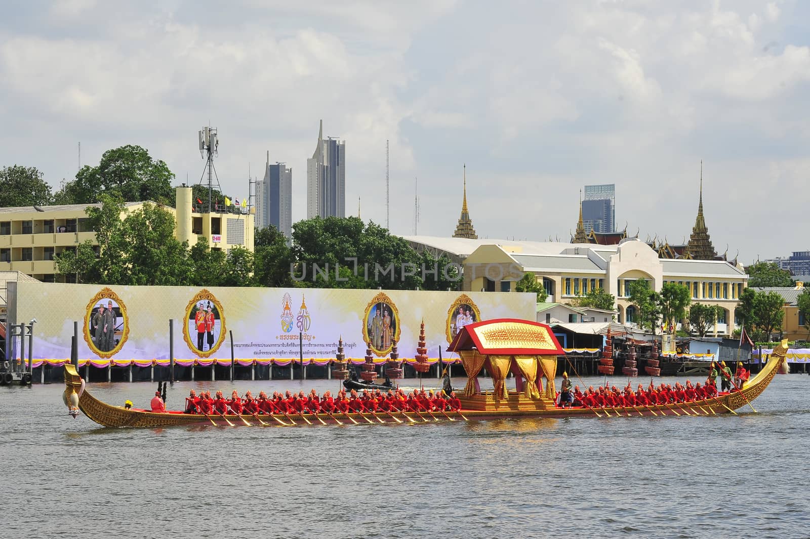 Big training of the Royal Barges Procession, the last royal ceremony of the Royal Coronation Ceremony Of King Rama X. by ideation90