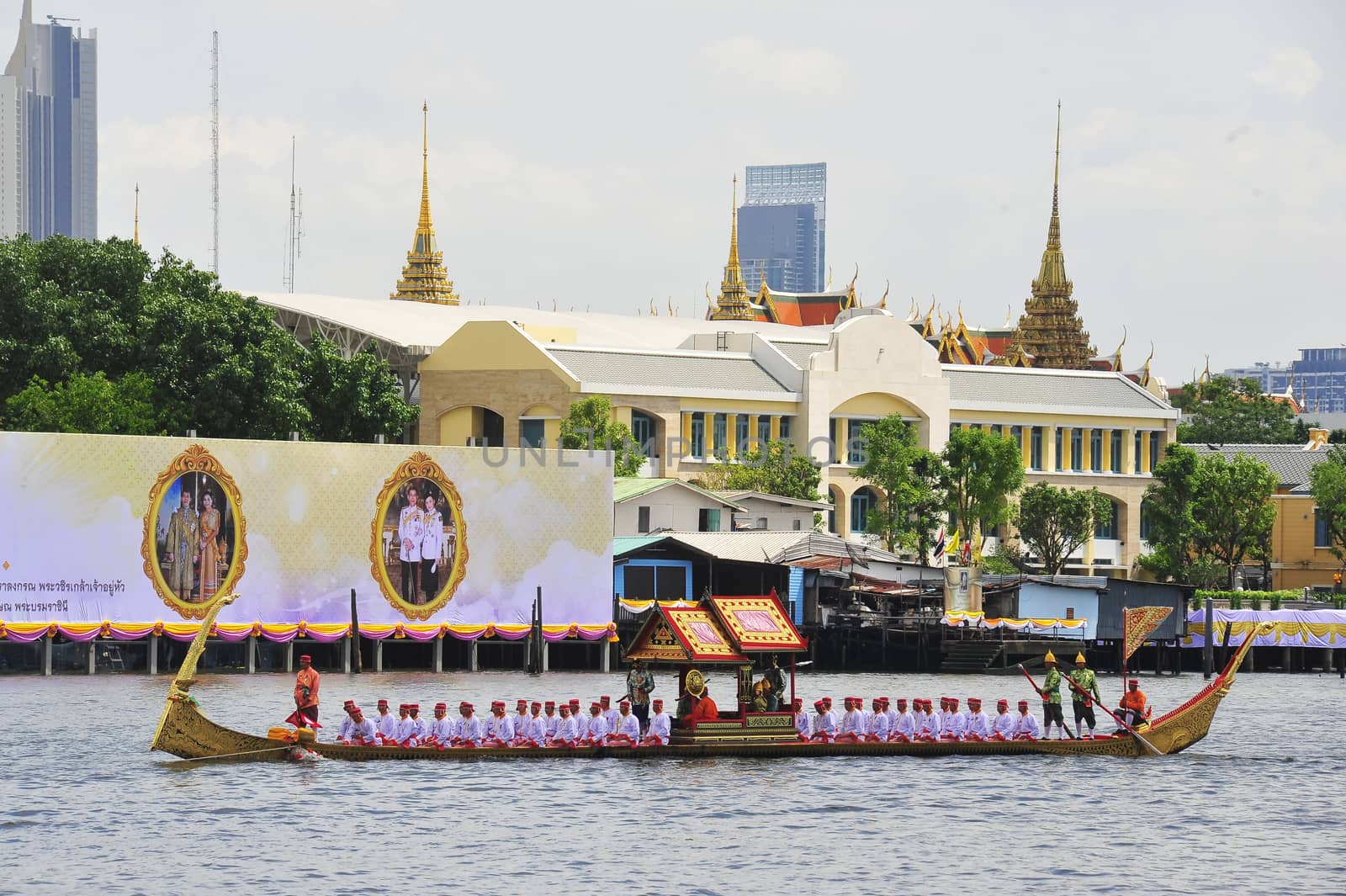 Big training of the Royal Barges Procession, the last royal ceremony of the Royal Coronation Ceremony Of King Rama X. by ideation90