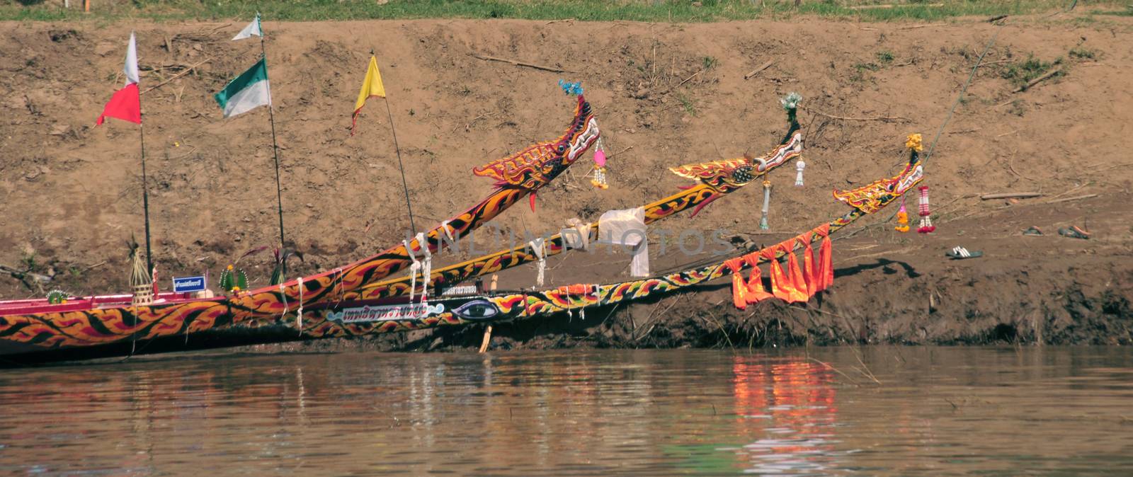 Nan, Thailand – October 27,2019 : King of Nagas long boat racing festival , This event has been the pride of Nan province for generations, The only one in Thailand