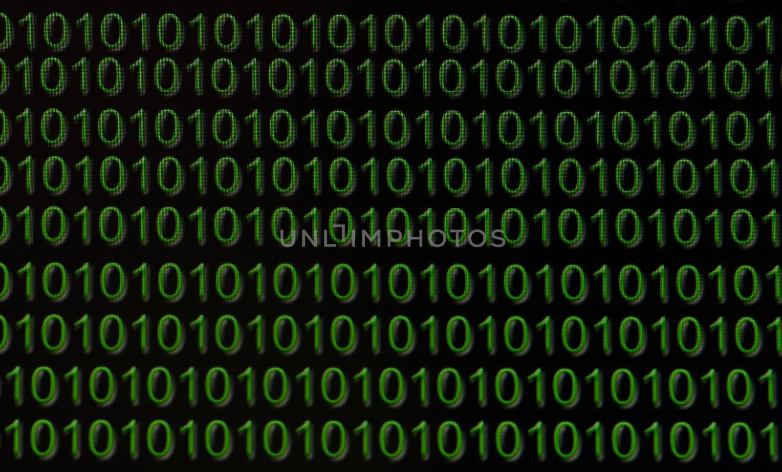 Binary numbers on the laptop screen pixel resolution.