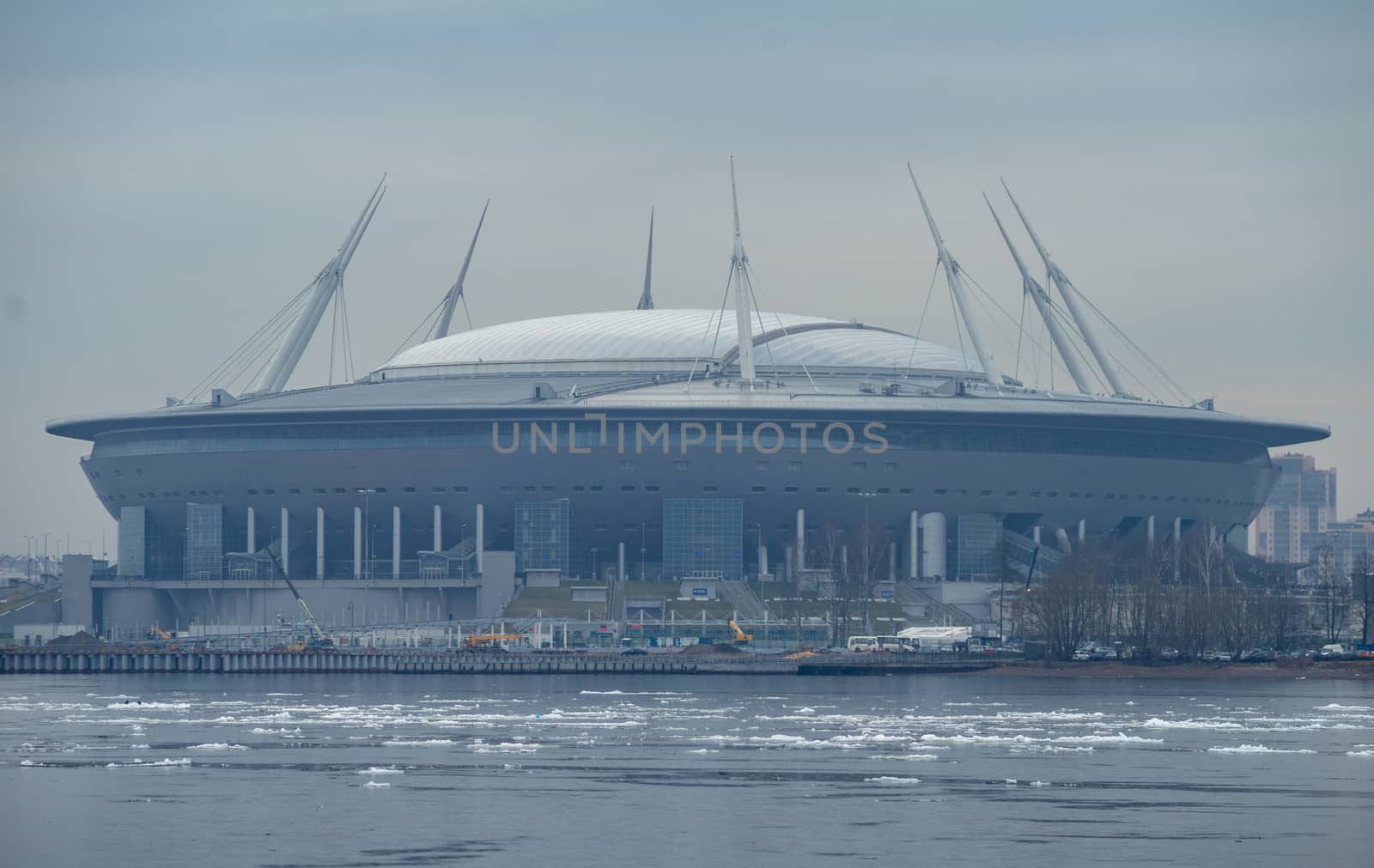 April 17, 2018. St. Petersburg, Russia. Stadium St. Petersburg arena (Gazprom arena), which will host the matches of the European football Championship in 2020 and the final of the Champions League in 2021