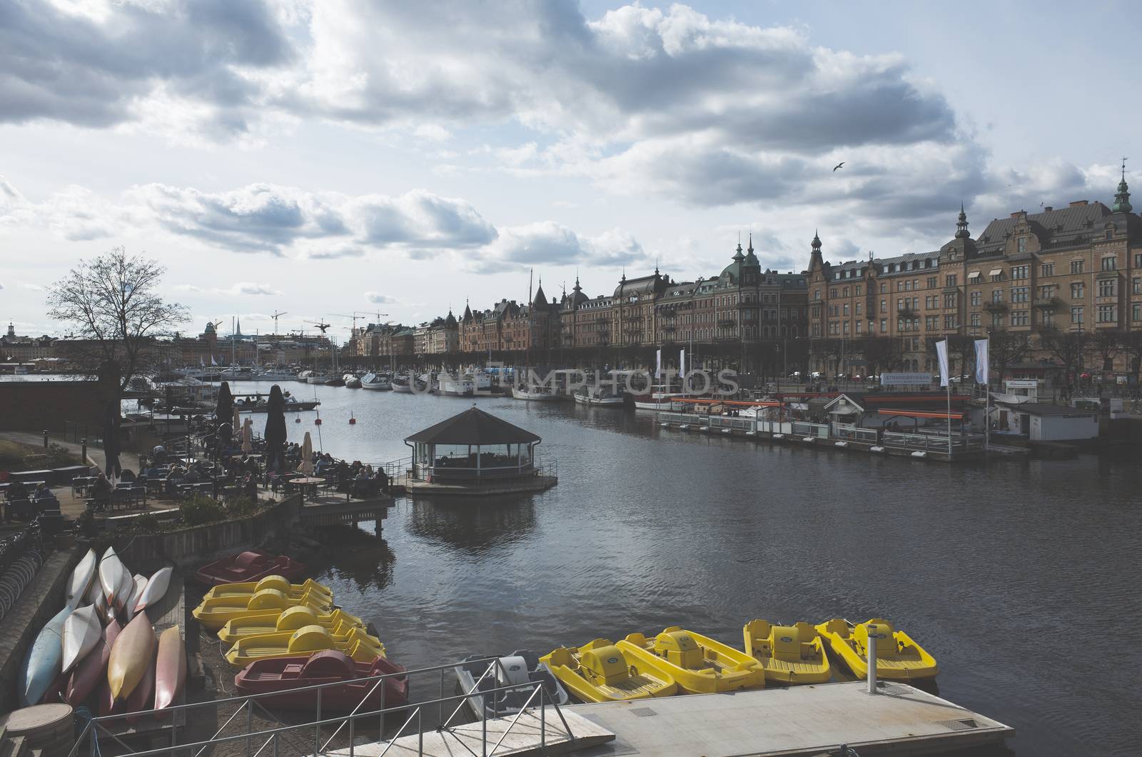 April 22, 2018, Stockholm, Sweden. Marina for yachts and catamarans in the center of Stockholm.