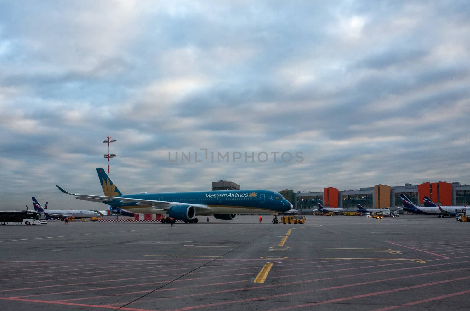 Airplane at the international airport by fifg