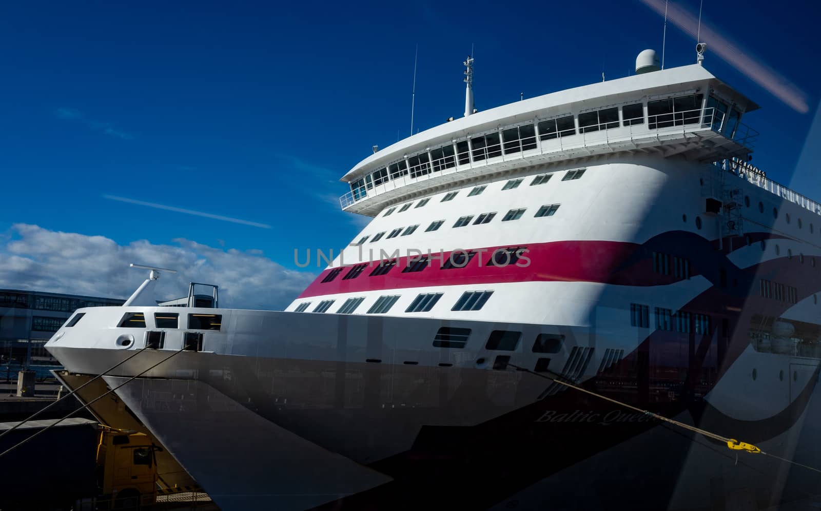 23 April 2019, Tallinn, Estonia. High-speed passenger and car ferry of the Estonian shipping concern Tallink Baltic Queen in the port of Tallinn.