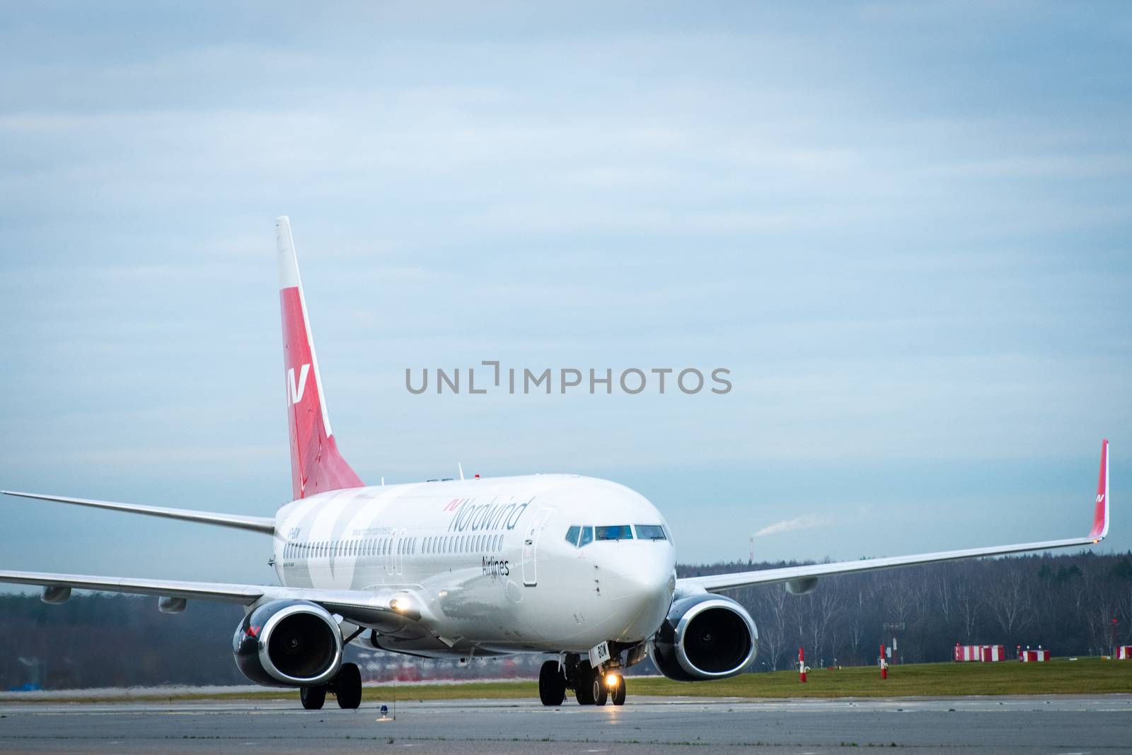 October 29, 2019, Moscow, Russia. Plane 
Boeing 737-800 Nordwind Airlines at Sheremetyevo airport in Moscow.