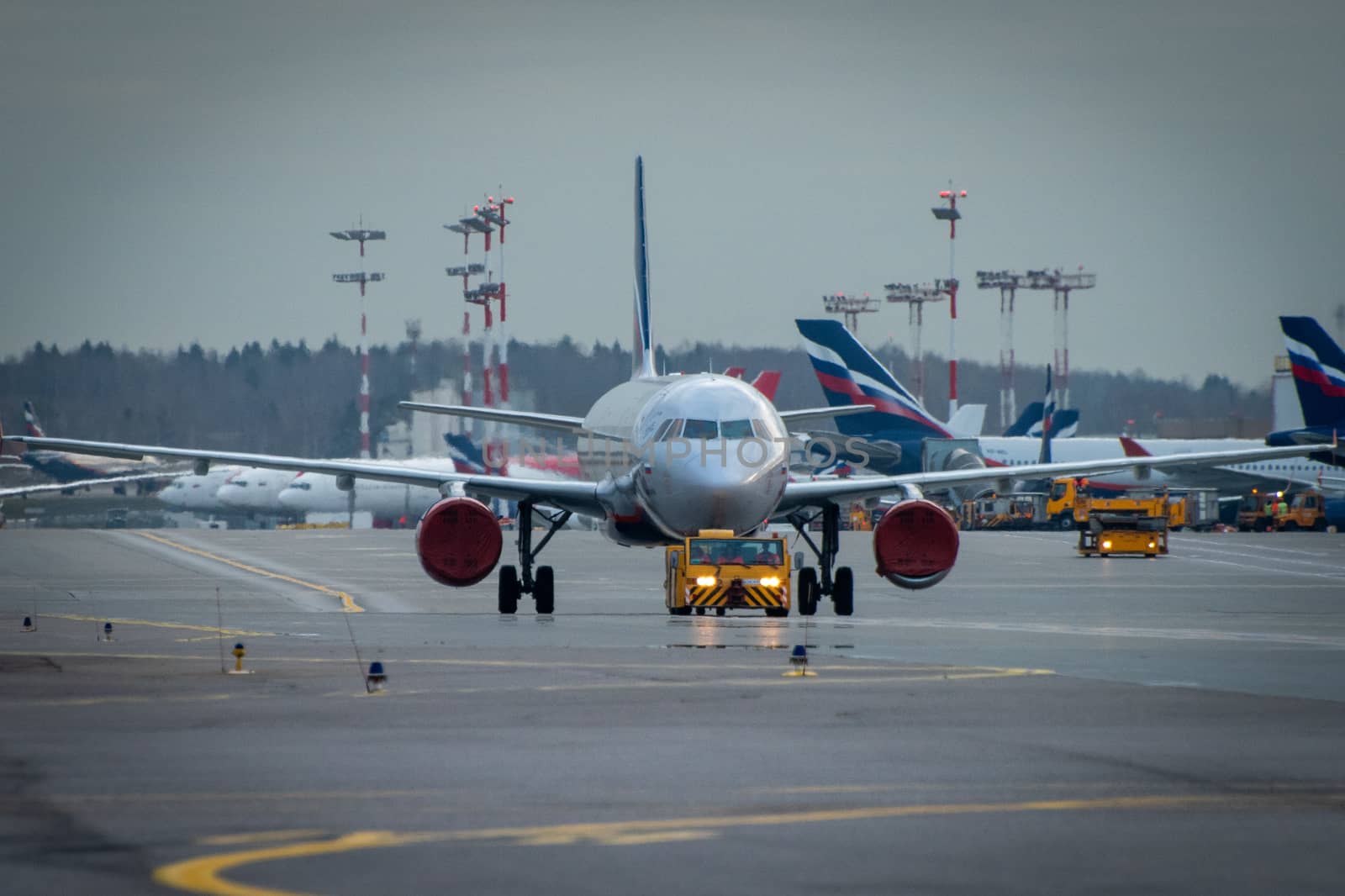 October 29, 2019, Moscow, Russia. Plane 
Aeroflot - Russian Airlines at Sheremetyevo airport in Moscow.