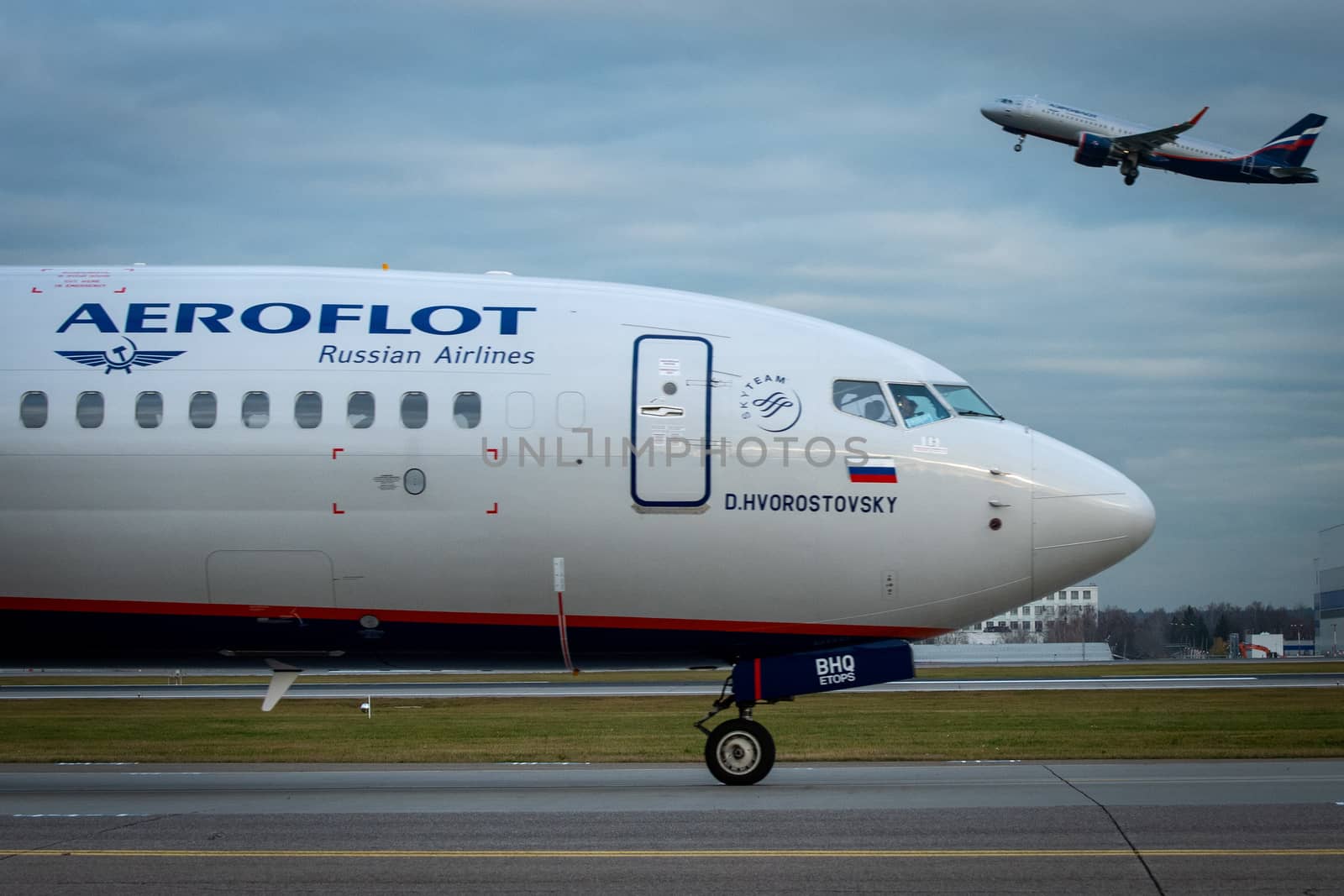 October 29, 2019, Moscow, Russia. Plane 
Boeing 737-800 Aeroflot - Russian Airlines at Sheremetyevo airport in Moscow.