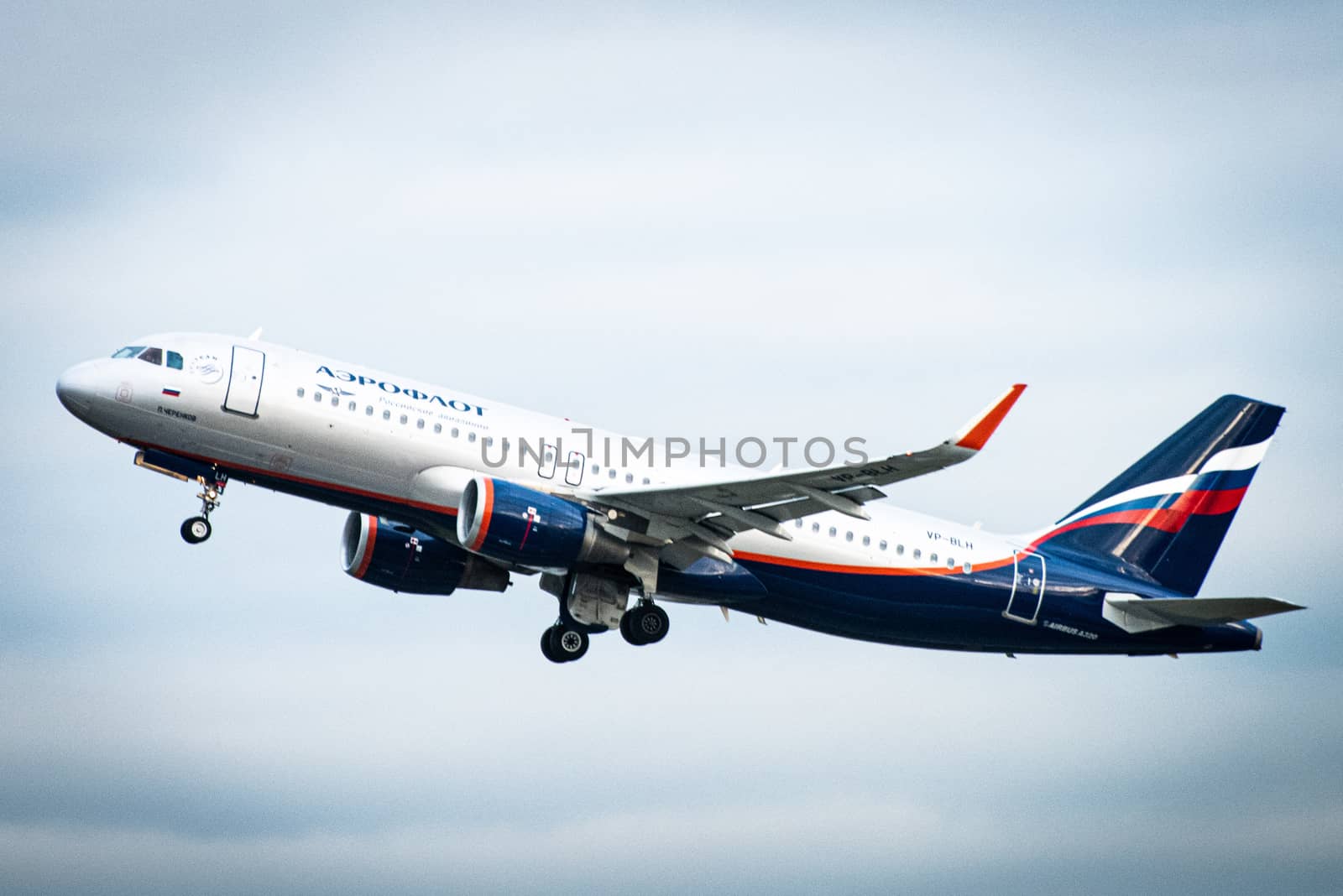 October 29, 2019, Moscow, Russia. Plane 
Airbus A320-200 Aeroflot - Russian Airlines at Sheremetyevo airport in Moscow.