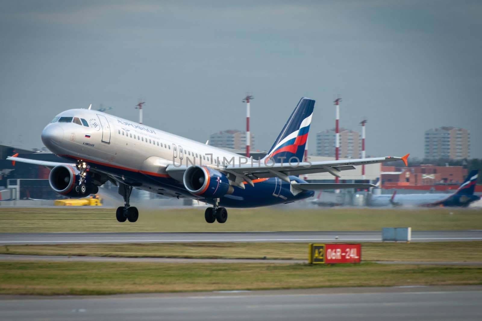 October 29, 2019, Moscow, Russia. Plane 
Airbus A320-200 Aeroflot - Russian Airlines at Sheremetyevo airport