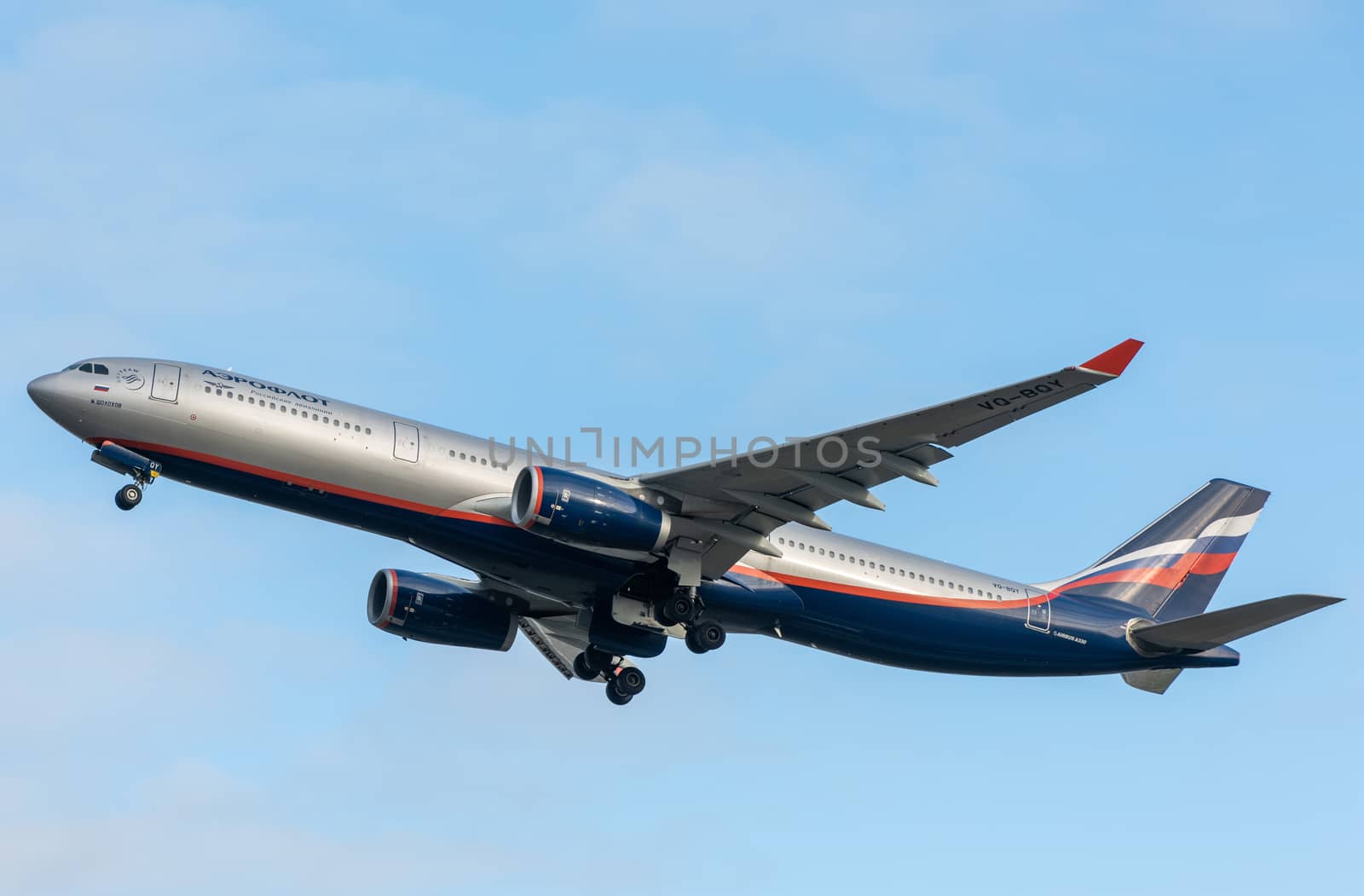 October 29, 2019, Moscow, Russia. Plane 
Airbus A330-300 Aeroflot - Russian Airlines at Sheremetyevo airport