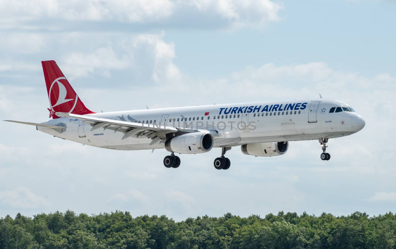 July 2, 2019, Moscow, Russia. Airplane Airbus A321-200 Turkish Airlines at Vnukovo airport in Moscow.
