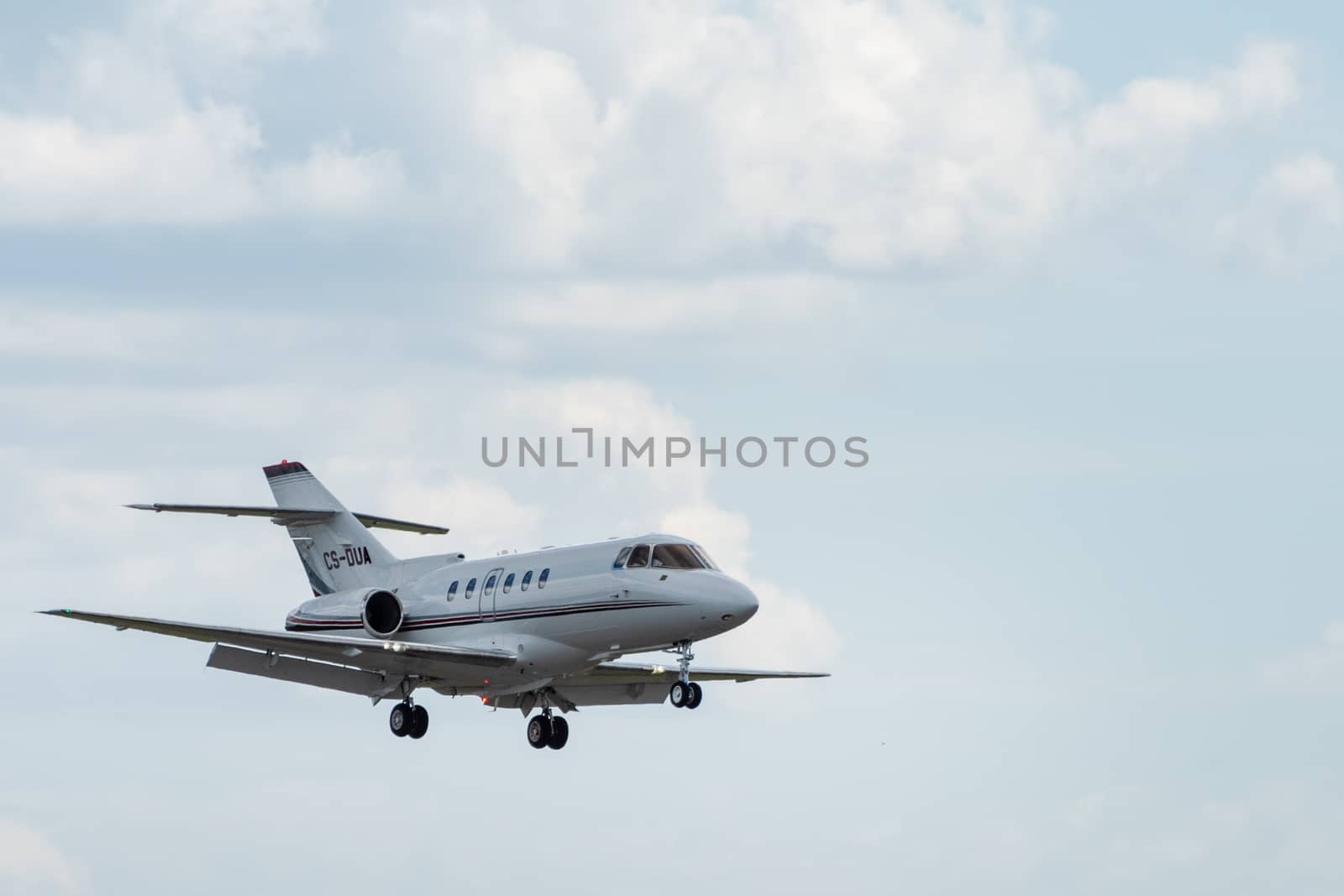 July 2, 2019, Moscow, Russia. Airplane Raytheon Hawker 750 NetJets Europe Airline at Vnukovo airport in Moscow.