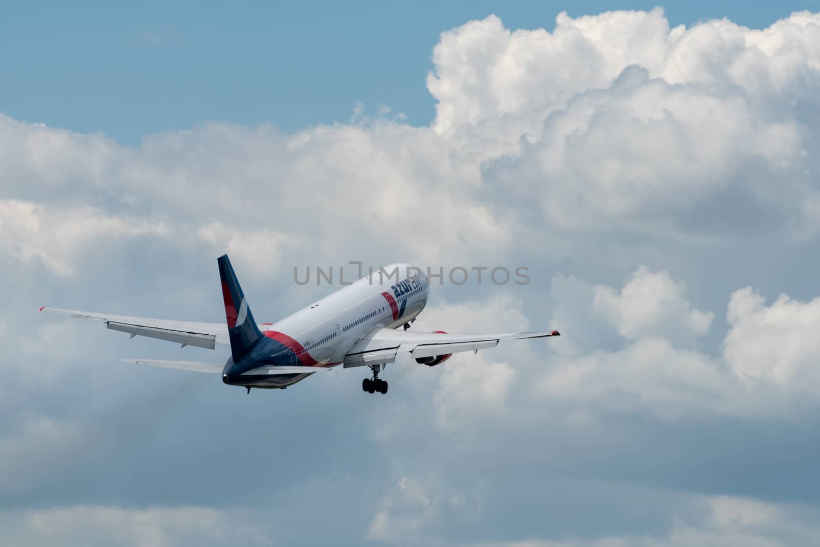 July 2, 2019, Moscow, Russia. Airplane Boeing 767-300 Azur Air Airline at Vnukovo airport in Moscow.