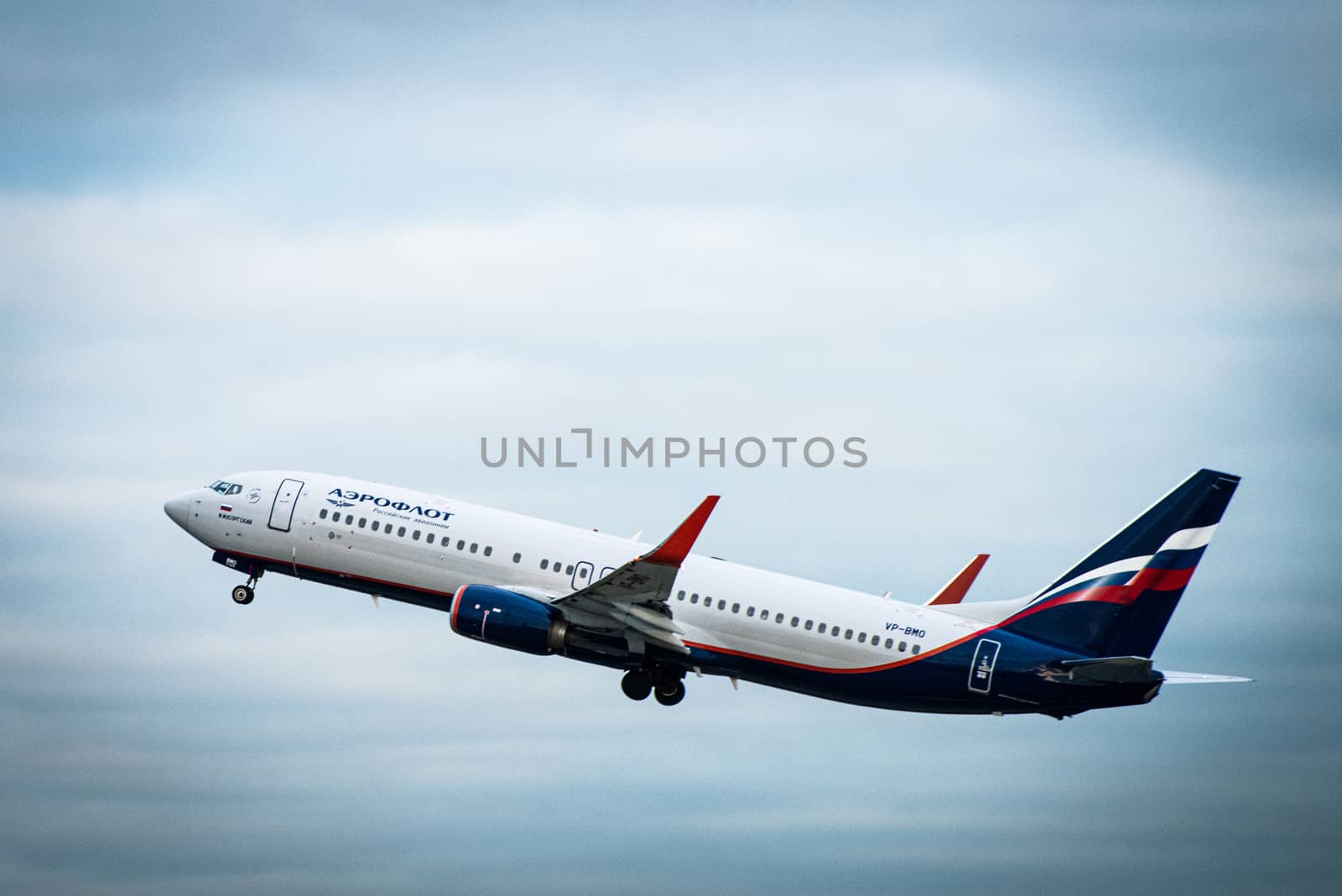 October 29, 2019, Moscow, Russia. Plane 
Boeing 737-800 Aeroflot - Russian Airlines at Sheremetyevo airport in Moscow.