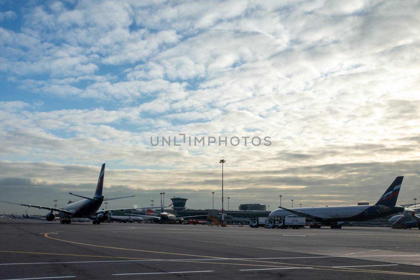 October 29, 2019, Moscow, Russia. Planes Aeroflot - Russian Airlines  at the Sheremetyevo International Airport in Moscow.