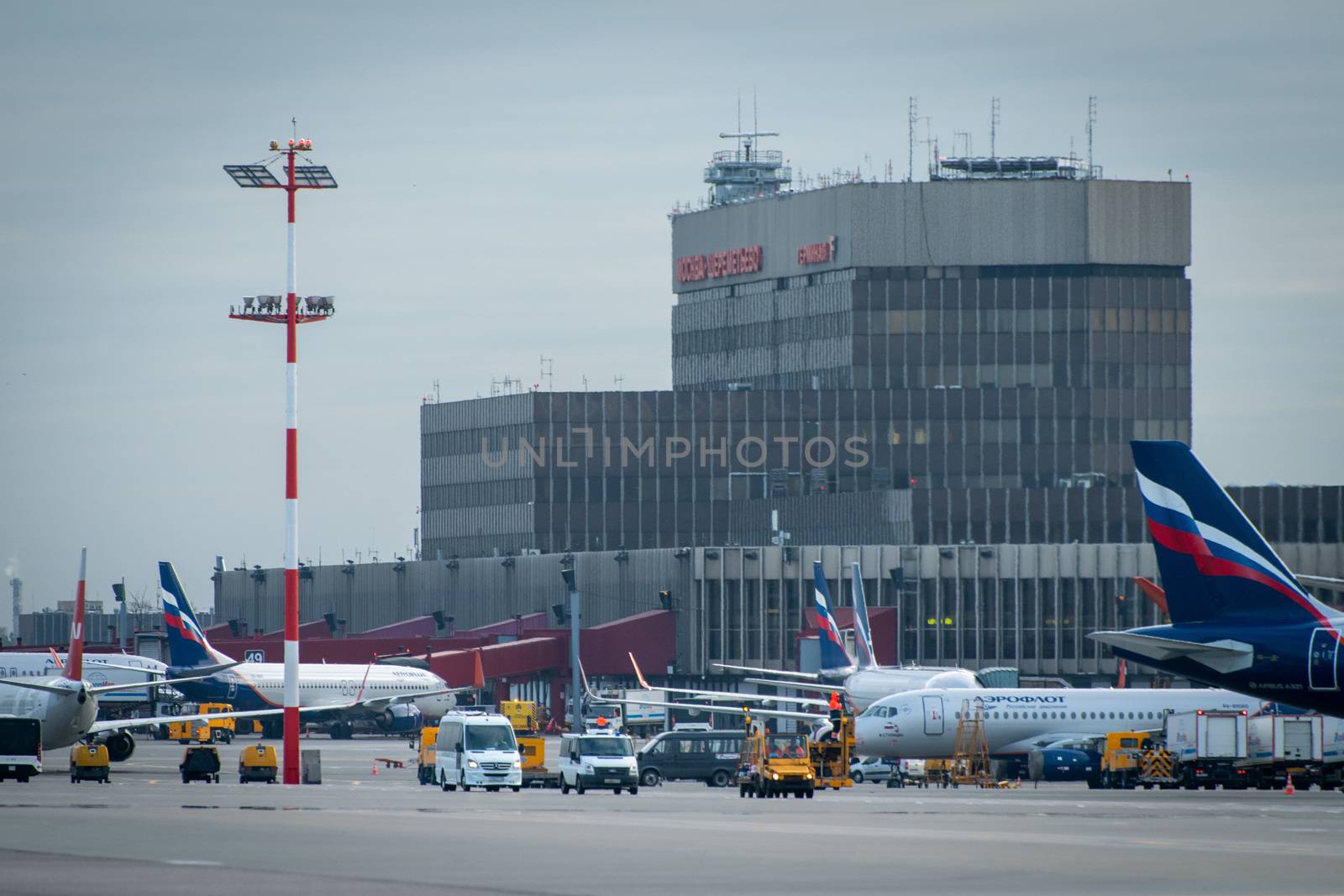 October 29, 2019, Moscow, Russia. Planes Aeroflot - Russian Airlines  at the Sheremetyevo International Airport in Moscow.