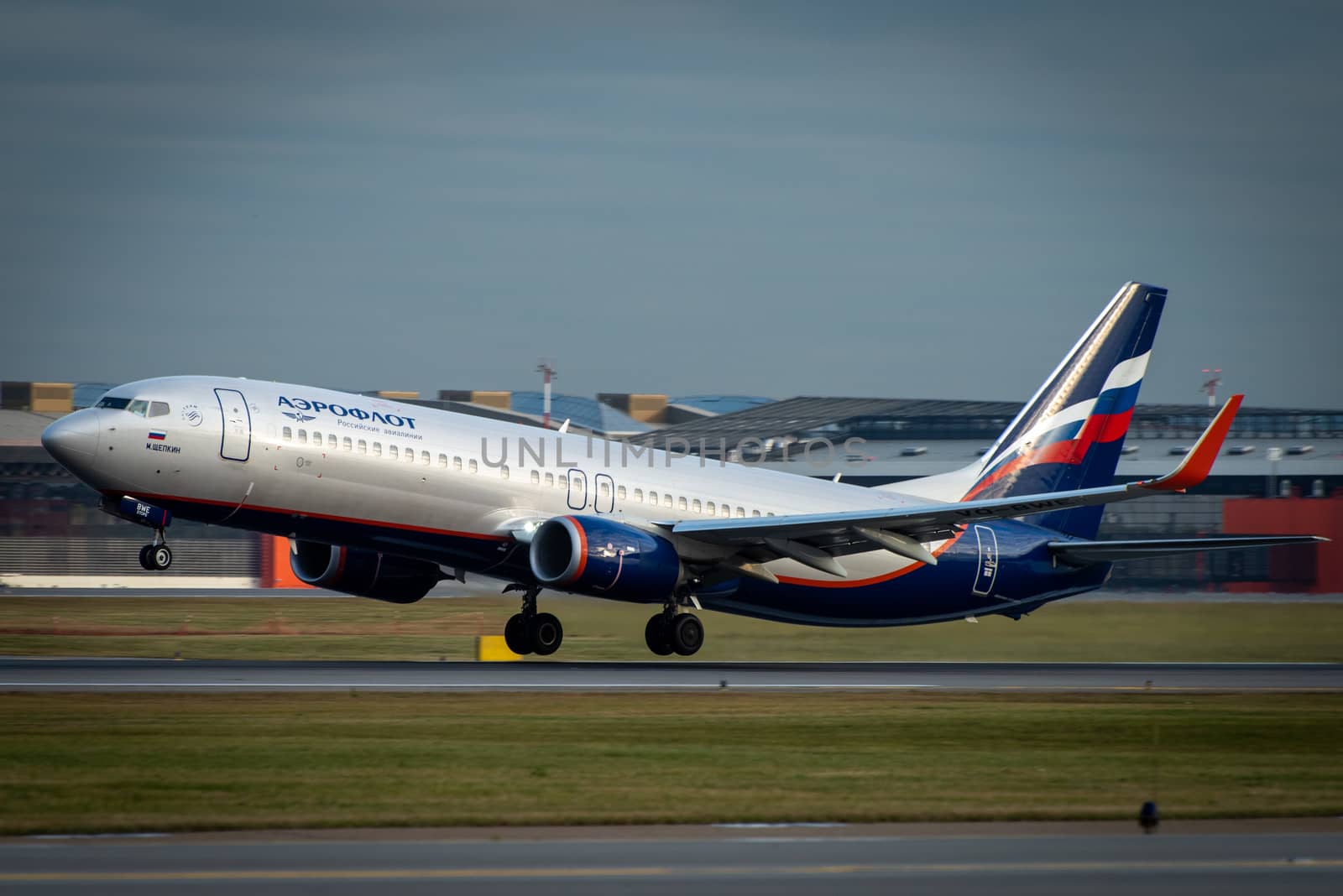 October 29, 2019, Moscow, Russia. Plane 
Boeing 737-800 Aeroflot - Russian Airlines at Sheremetyevo airport in Moscow.