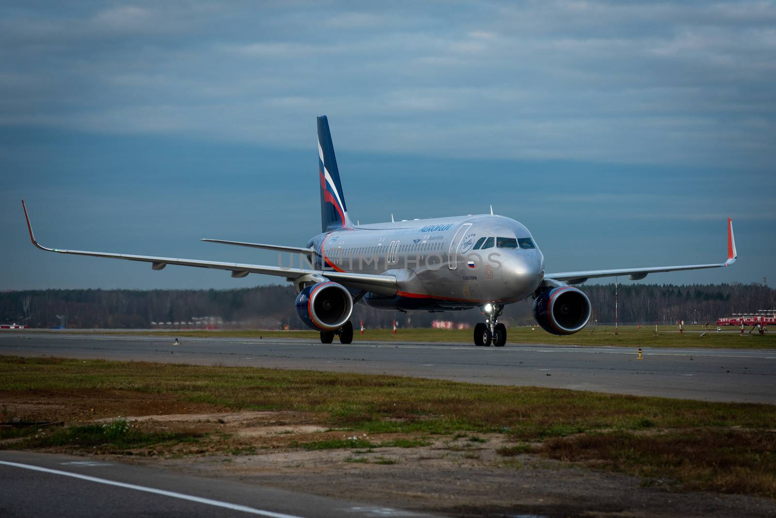 October 29, 2019, Moscow, Russia. Plane 
Airbus A320-200 Aeroflot - Russian Airlines at Sheremetyevo airport in Moscow.