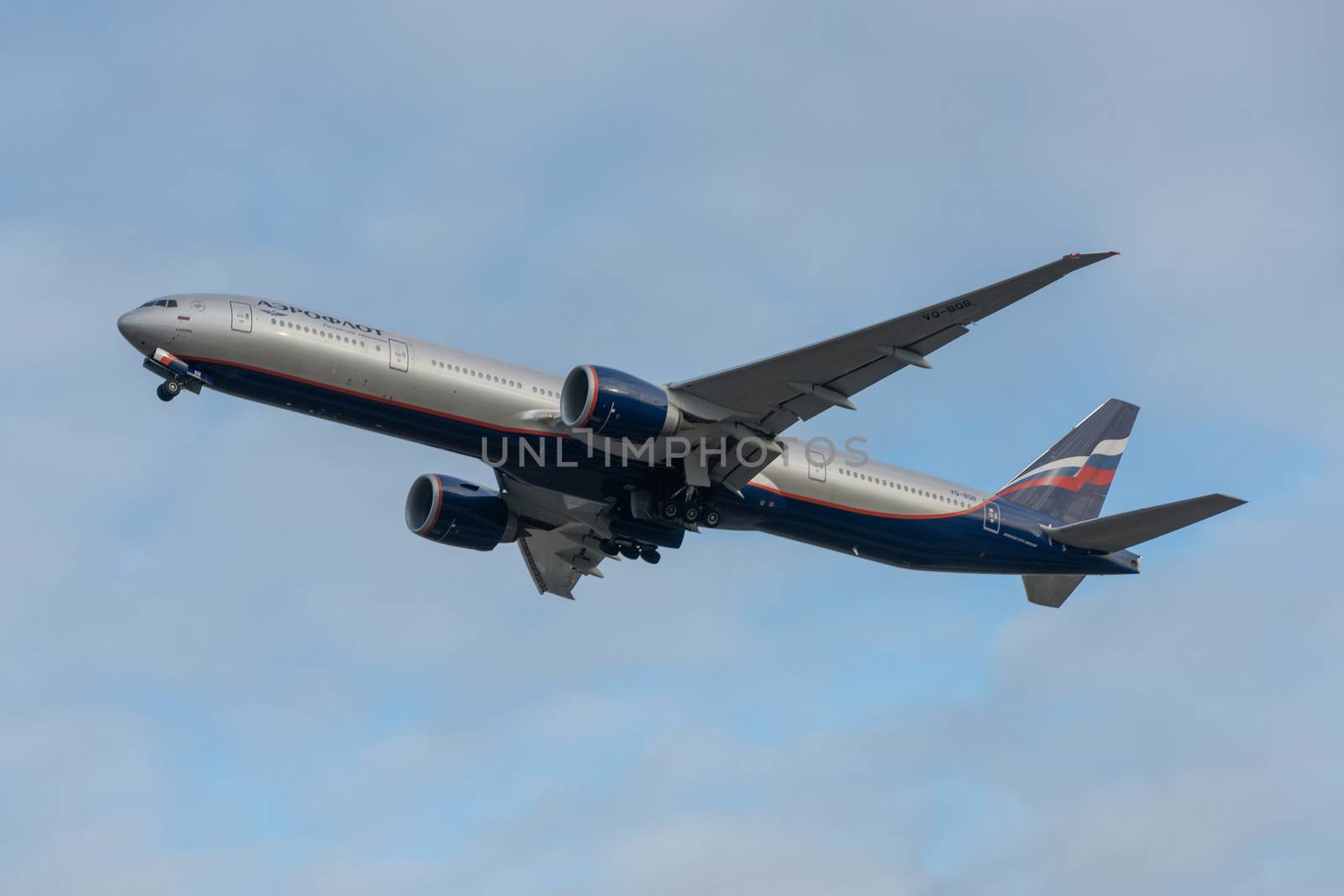 October 29, 2019, Moscow, Russia. Plane 
Boeing 777-300 Aeroflot - Russian Airlines at Sheremetyevo airport in Moscow.