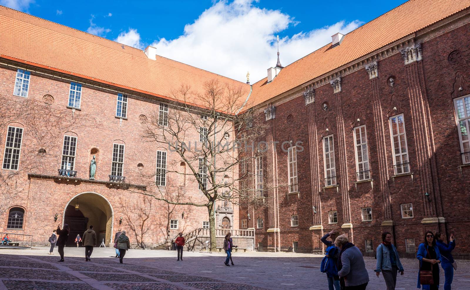 April 22, 2018. Stockholm, Sweden. View of the Stockholm City Hall in clear weather.