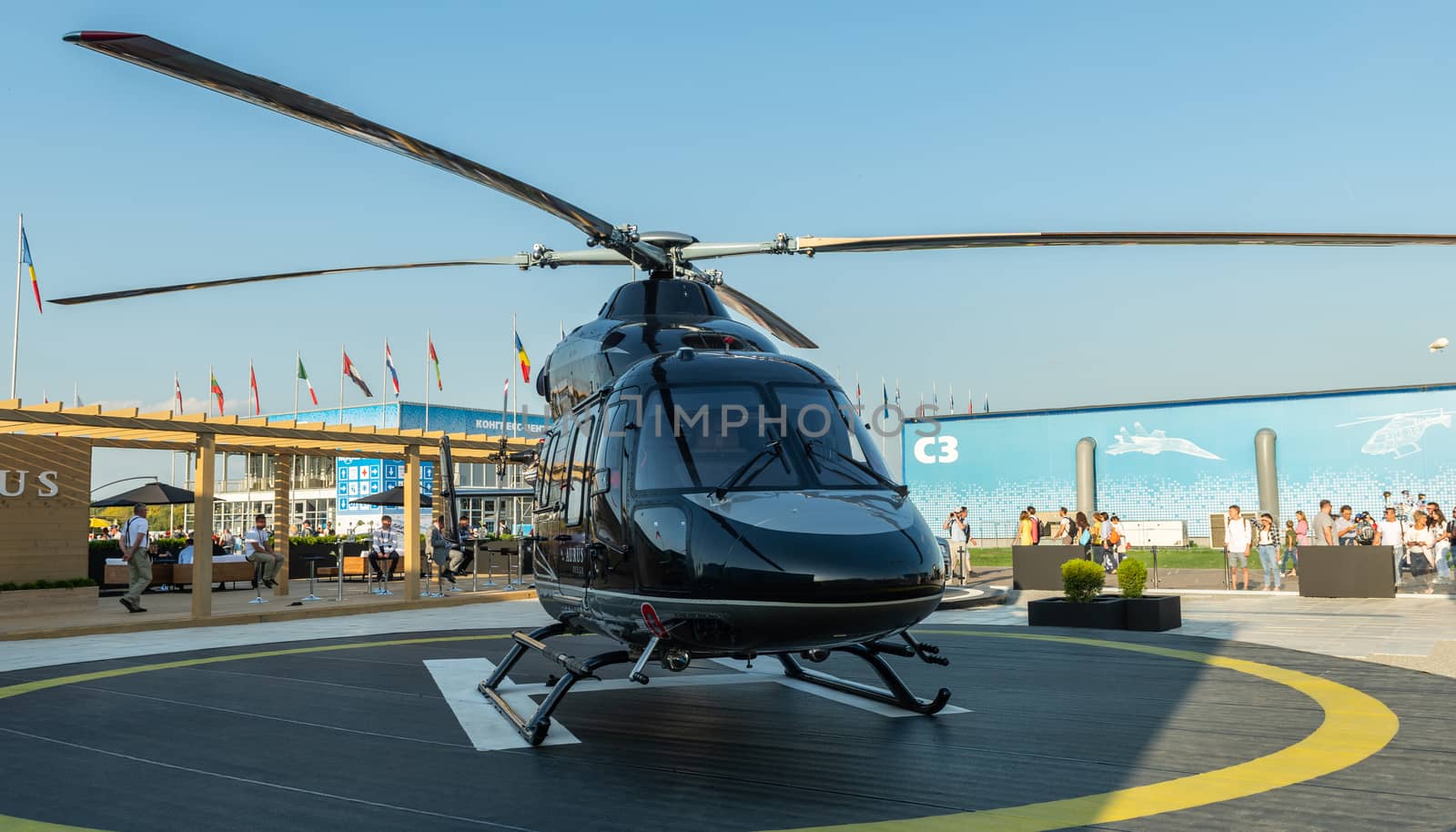 August 30, 2019 Zhukovsky, Russia. The Ansat helicopter in the Aurus design at the MAKS-2019 International aviation and space salon.