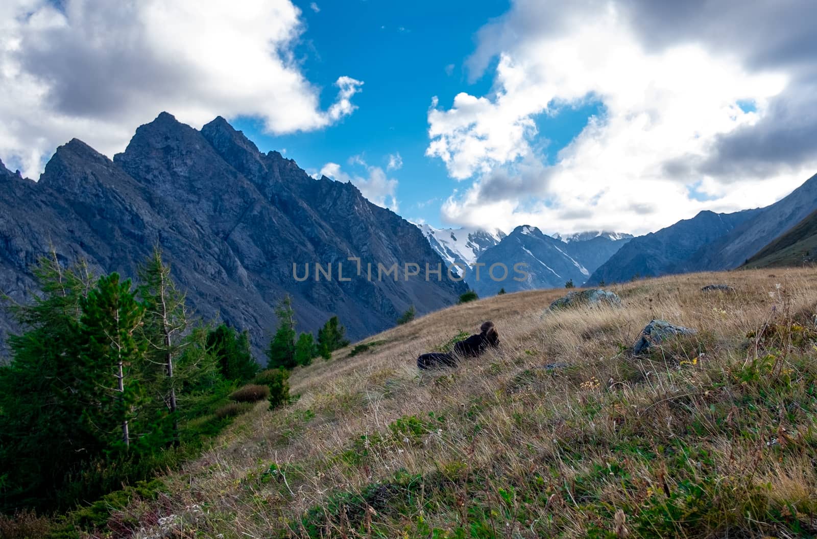 Mountain plateau in clear weather in the Altai Republic.